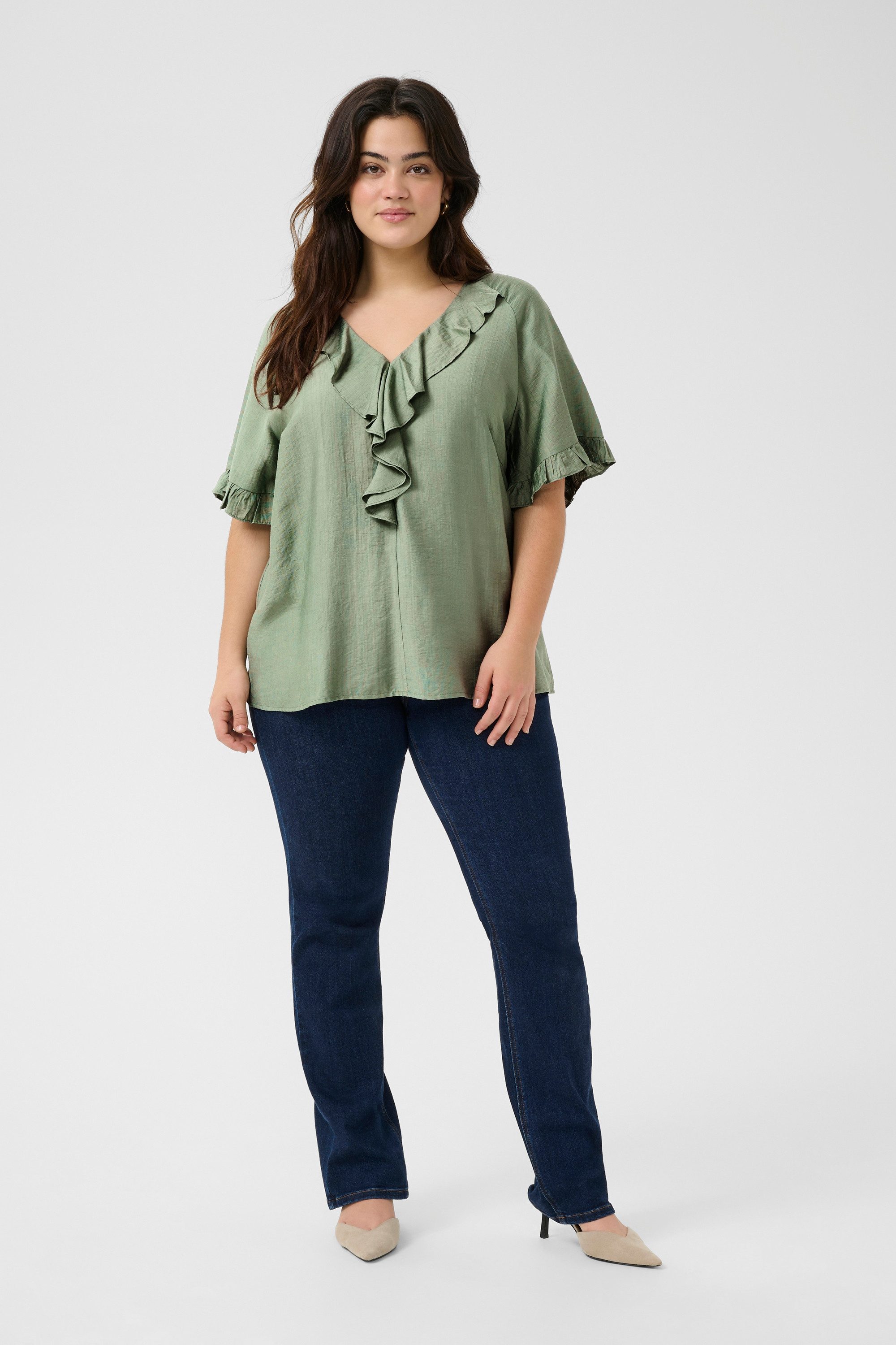 KAFFE Curve Kurzarmbluse Kurzarm-Bluse KCmeriana Große günstig online kaufen