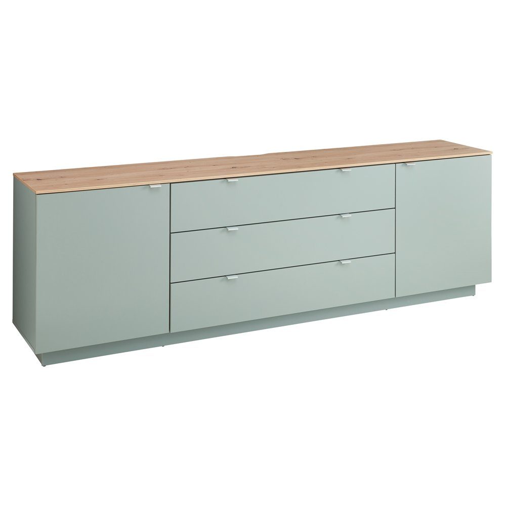 Lomadox Sideboard CUST-36, Fernsehschrank grün mit Artisan Eiche Breite 240 cm