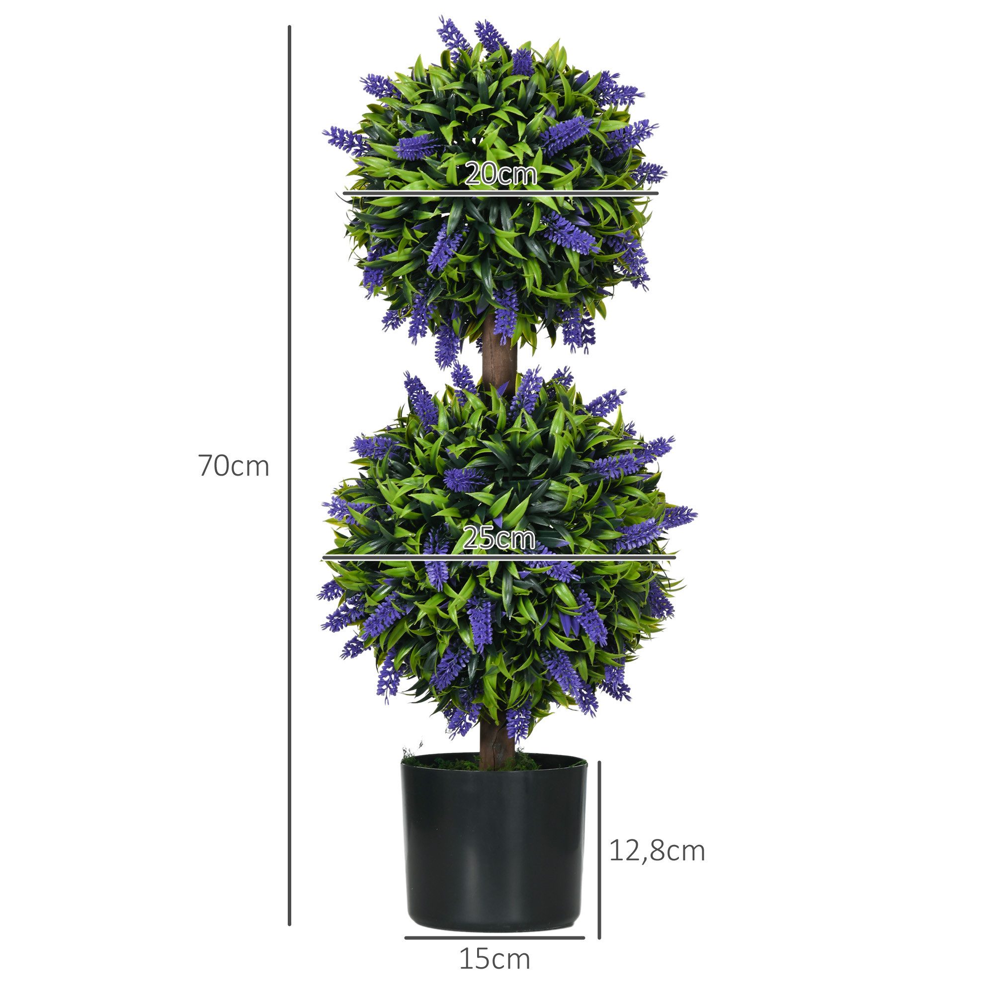 Kunstpflanze künstliche Pflanzen 2er-Set, Zimmerpflanze mit Lavendel Lavendel, HOMCOM, Höhe 70 cm, für Garten, Grün