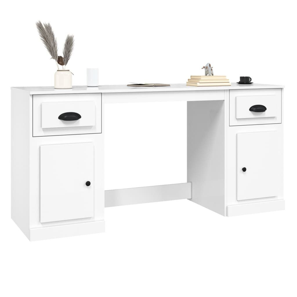 Hochglanz-Weiß mit Stauraum furnicato Schreibtisch Holzwerkstoff