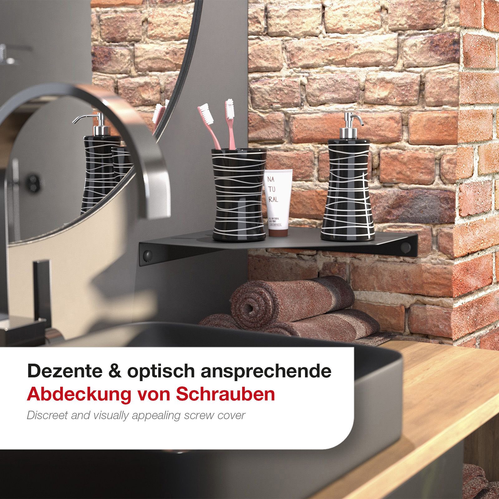 SO-TECH® Abdeckkappe Ø 13,3 x 3,5 mm für Senkkopf-Schrauben bis Ø 8,5 mm Kopf-Ø, (100-St), schwarze Schutzkappen ideal für Möbel, Regale, Beschläge
