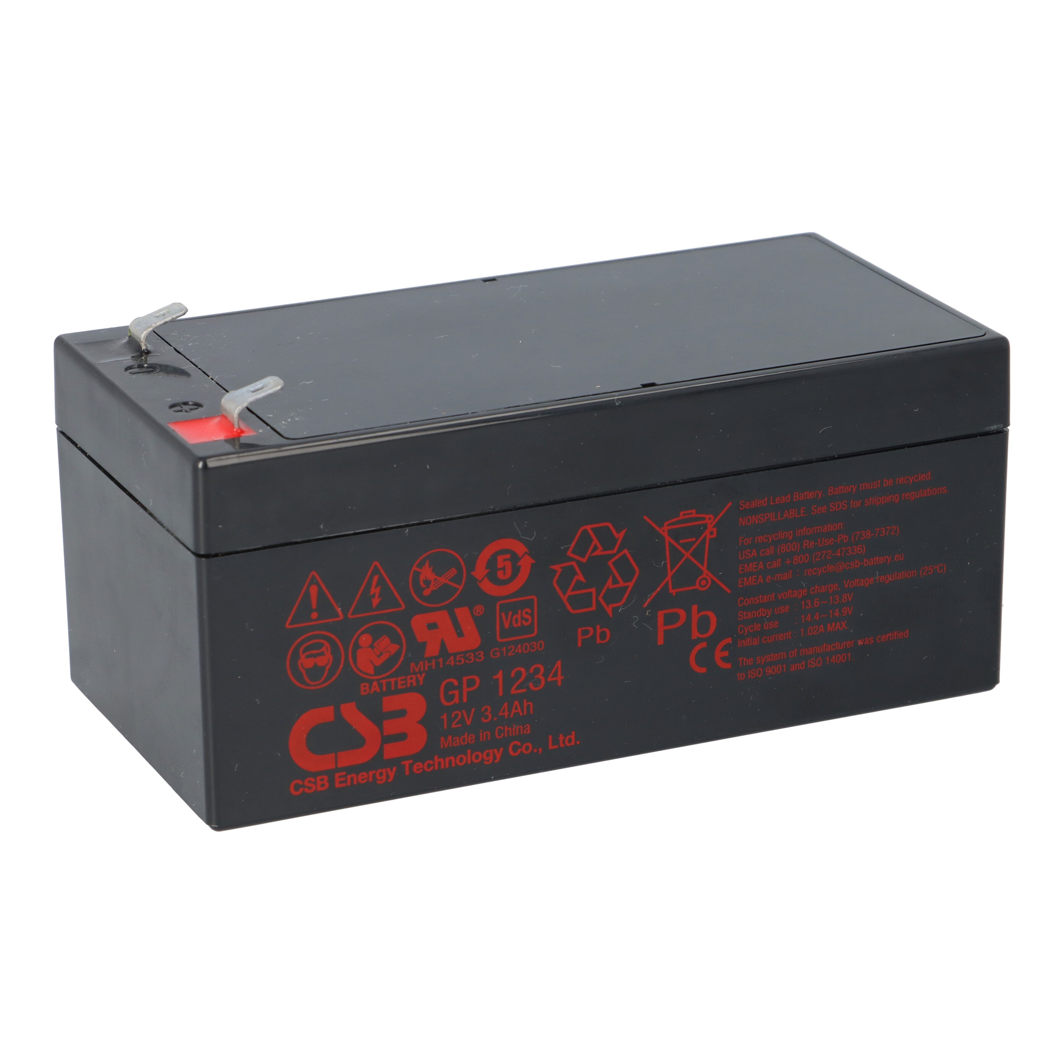 CSB CSB GP1234 – 12V 3,4Ah AGM-Batterie, Kompakt & wartungsfrei Bleiakkus