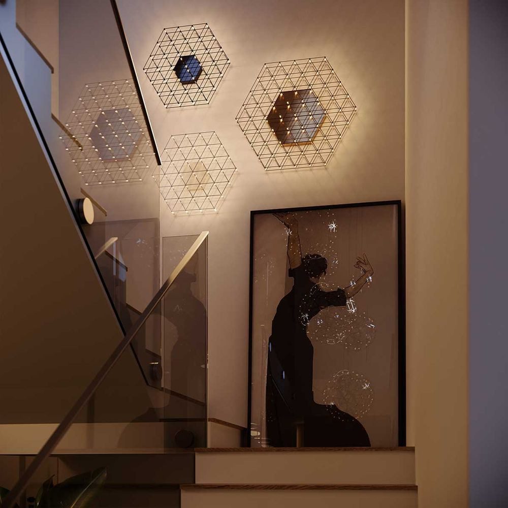 s.luce Deckenleuchte Atom eckige LED Effekt Wand- & Deckenleuchte Schwarzchrom, Warmweiß