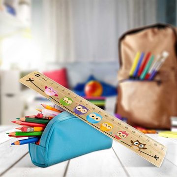 GRAVURZEILE Lineal im Eulen Design - für Kinder aus Holz - zur Einschulung, Geschenk für die Schule