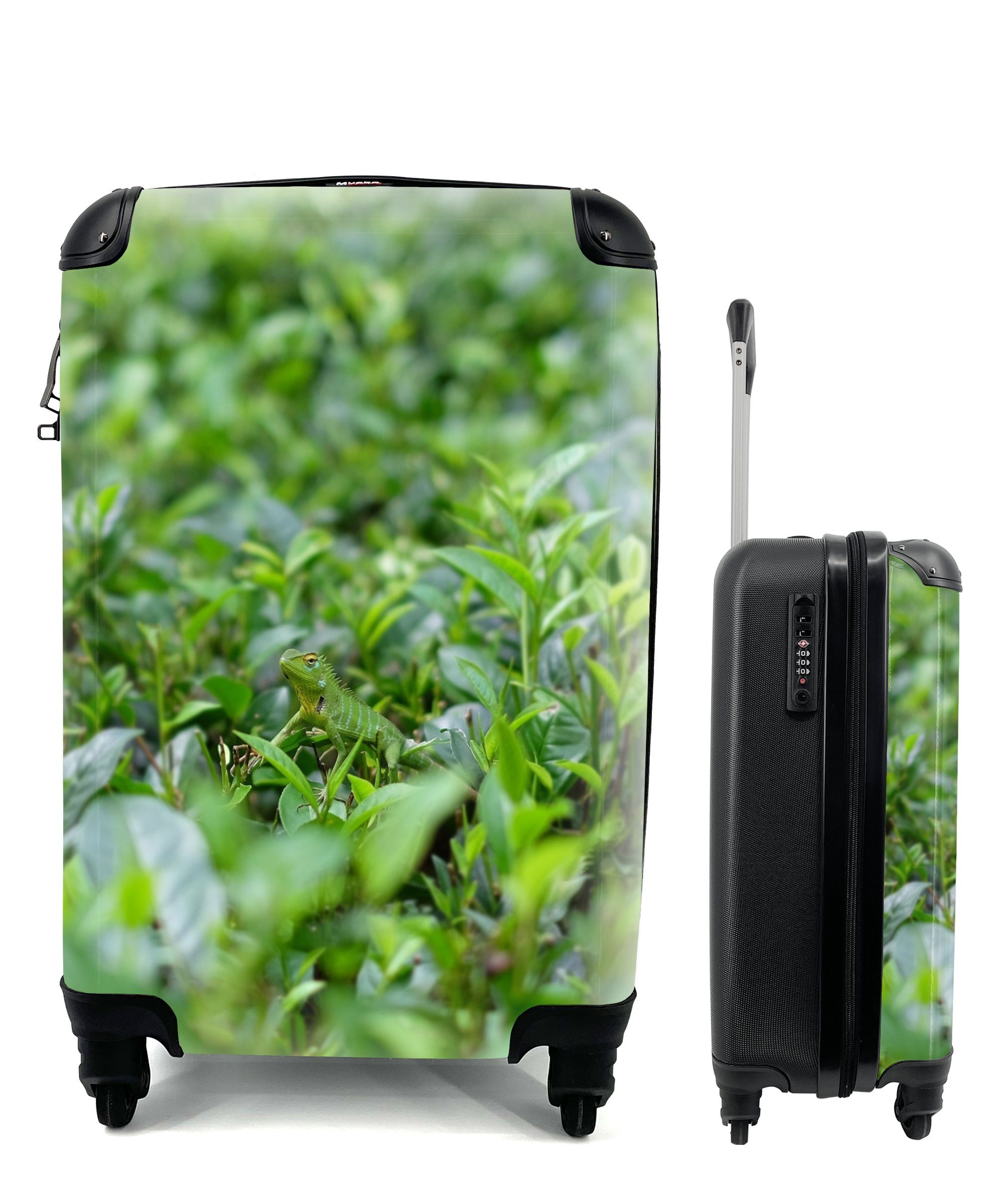 auf Handgepäck Reisetasche rollen, Ferien, für Handgepäckkoffer Grünpflanzen 4 Rollen, tropischem Boden, Reisekoffer Trolley, MuchoWow mit