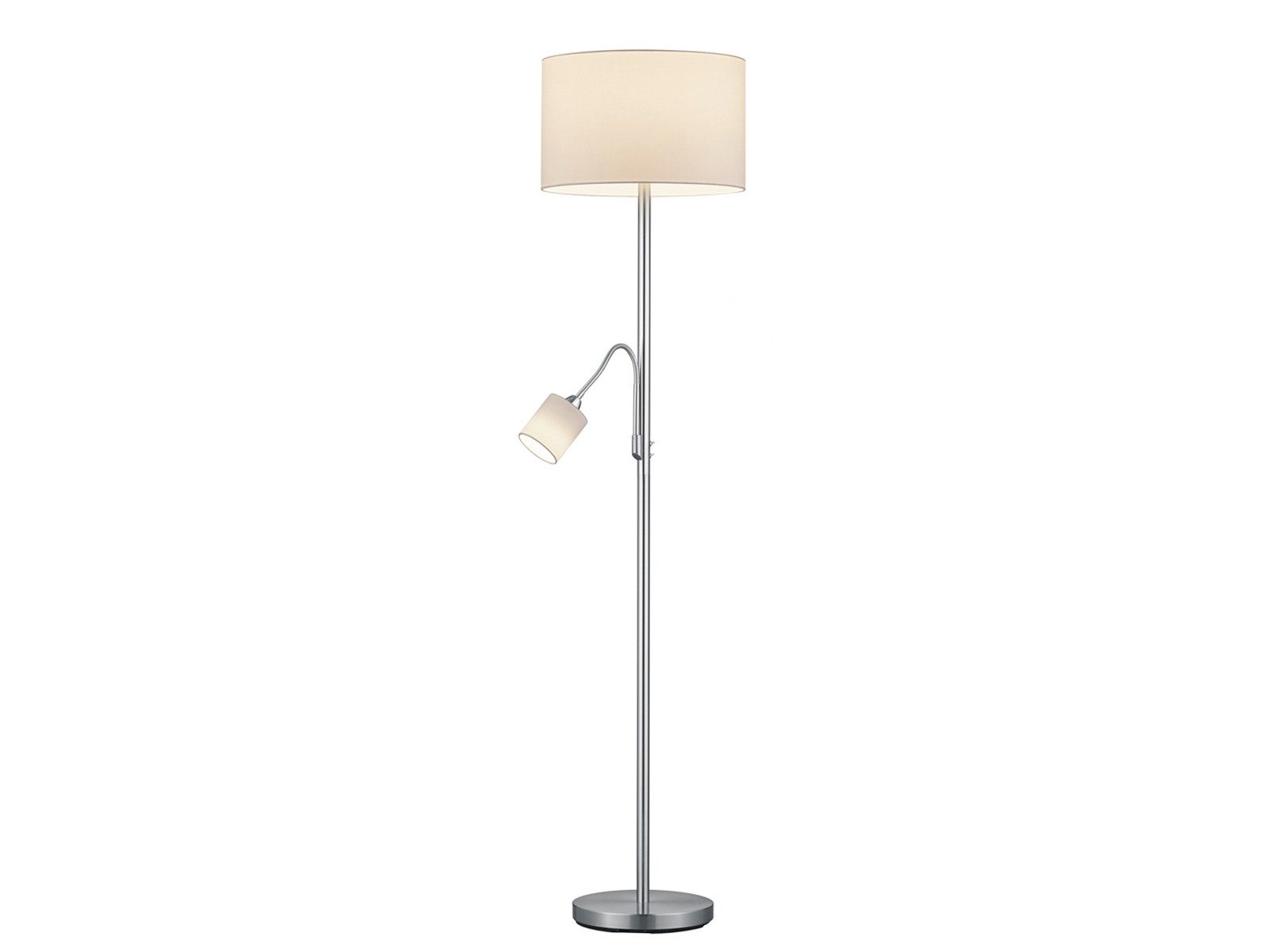 TRIO Leuchten LED Stehlampe mit Leselampe & Stoffschirm Höhe 170cm, dimmbar, LED wechselbar, Warmweiß, Designklassiker Steh-Leuchte groß für Lese-Ecke stehend