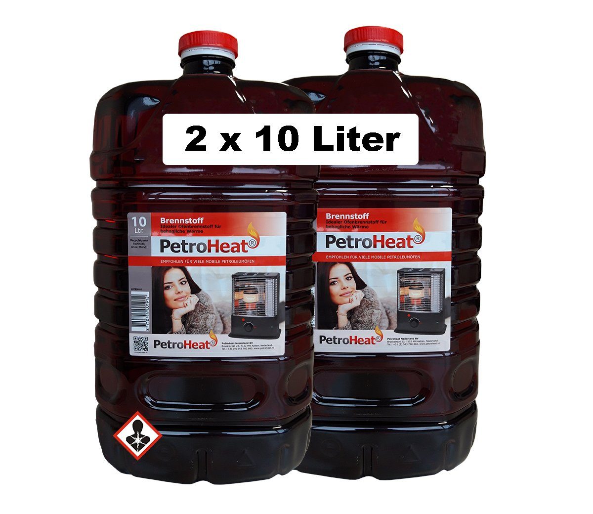 geruchsarm Petroleum 10 Kanister Liter 2 á Petroleumofen, für mobile Petroleum-Heizung, Petroleumöfen, Brennstoff PetroHeat für