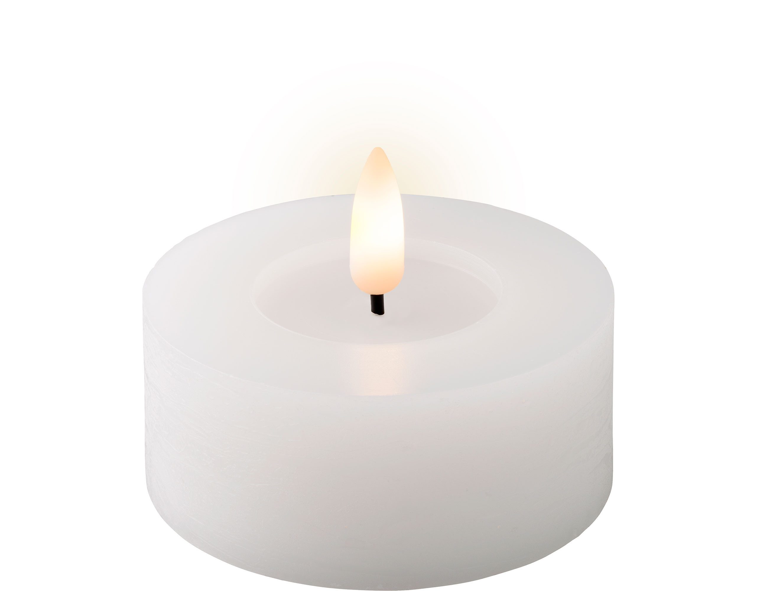Lumineo LED-Kerze, LED Teelichter 7x6cm mit Timer Wachs 2 Stück Weiß / Warmweiß