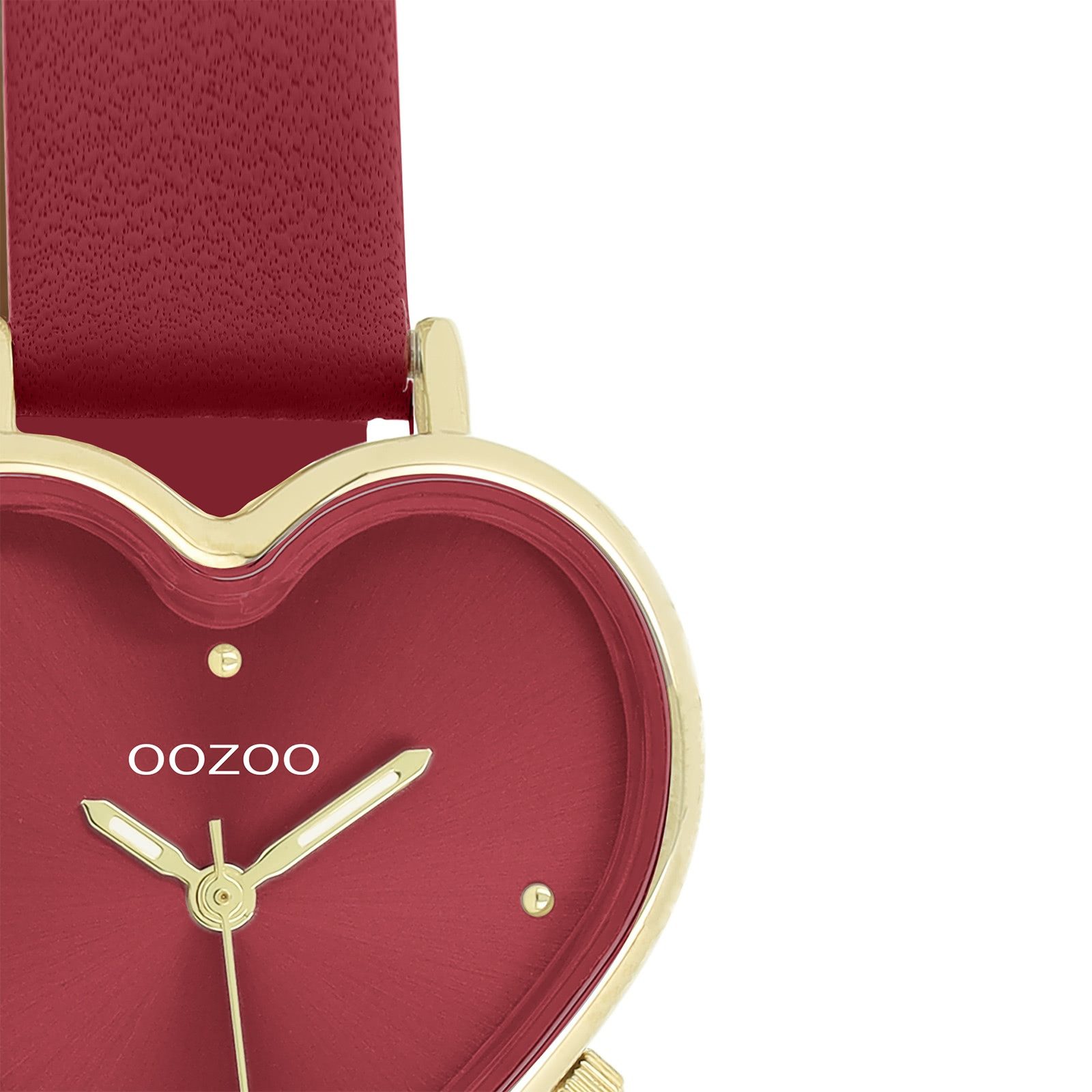 OOZOO Quarzuhr Oozoo Damen Armbanduhr OOZOO Timepieces, (Analoguhr), Damenuhr herzform, extra groß (ca.28x29mm) Lederarmband, Fashion-Style
