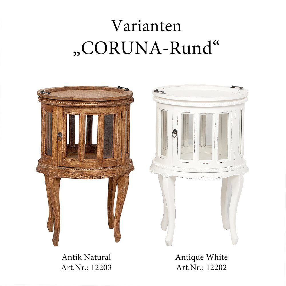 Barschrank LebensWohnArt Mehrzweckschrank CORUNA-Rund Mahagoni Natural Antik