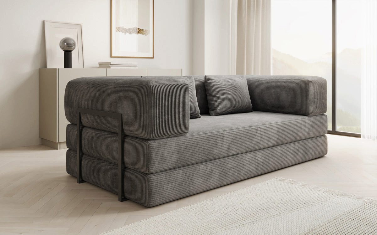 Luxusbetten24 Sofa Designer Sofa Lazy 3 Sitzer, mit Aufklappfunktion und Cordbezug