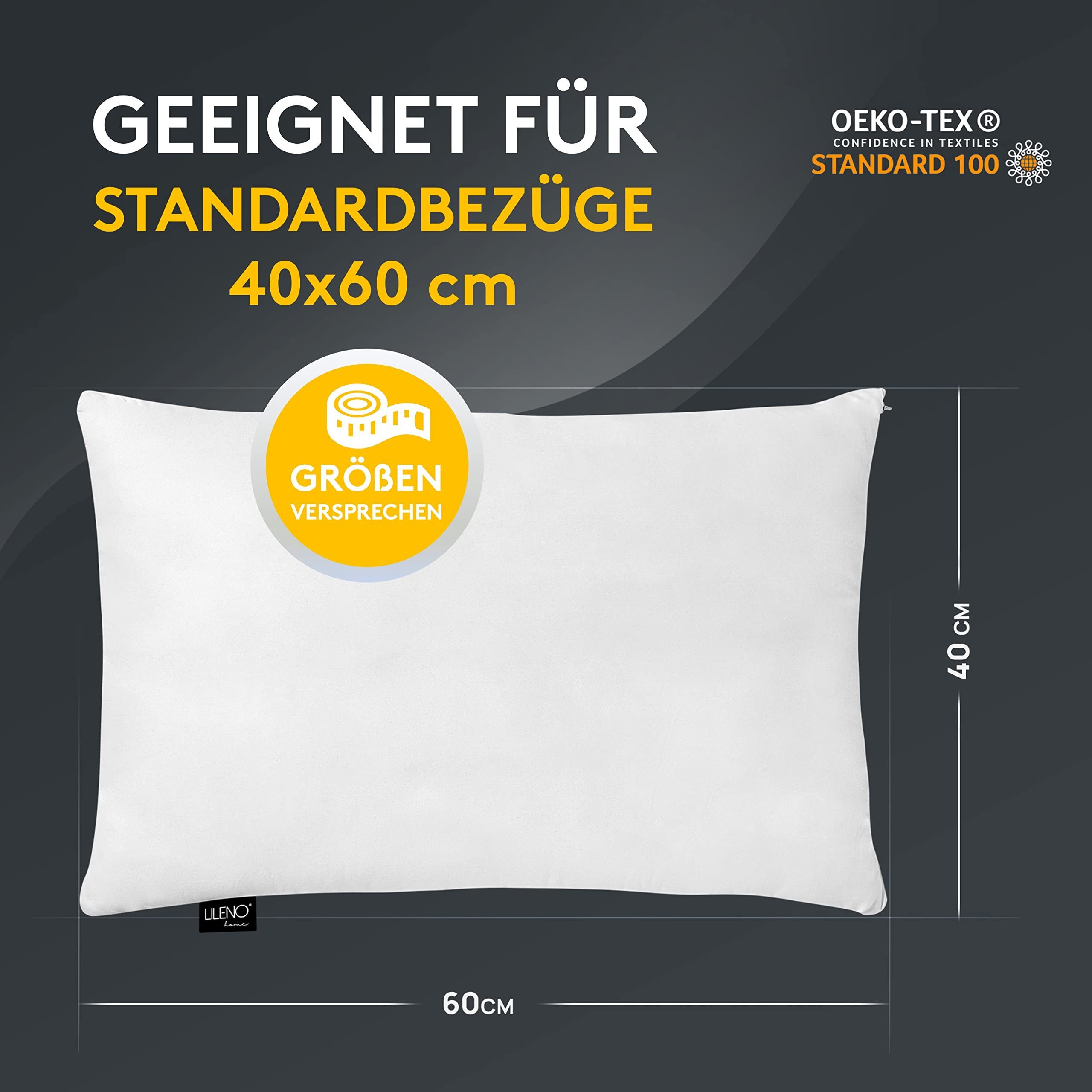 LILENO HOME Microfaserkissen - geeignet für Allergiker, in verschiedenen Größen - Made in Germany, Füllung: 100% Polyester, Rückenschläfer, Seitenschläfer, Bauc – Bild 5 von 5