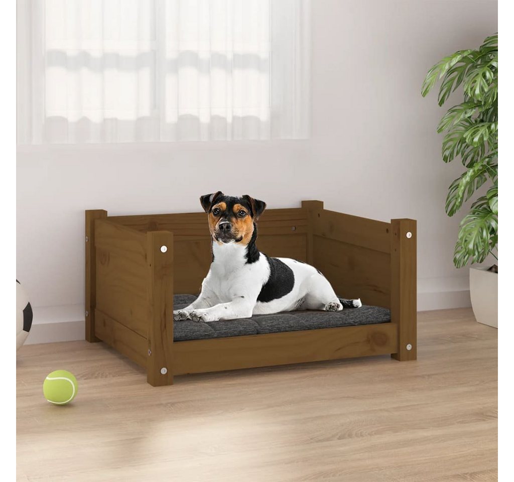 Thumbnail - furnicato Tierbett Hundebett Honigbraun 55,5x45,5x28 cm Massivholz Kiefer