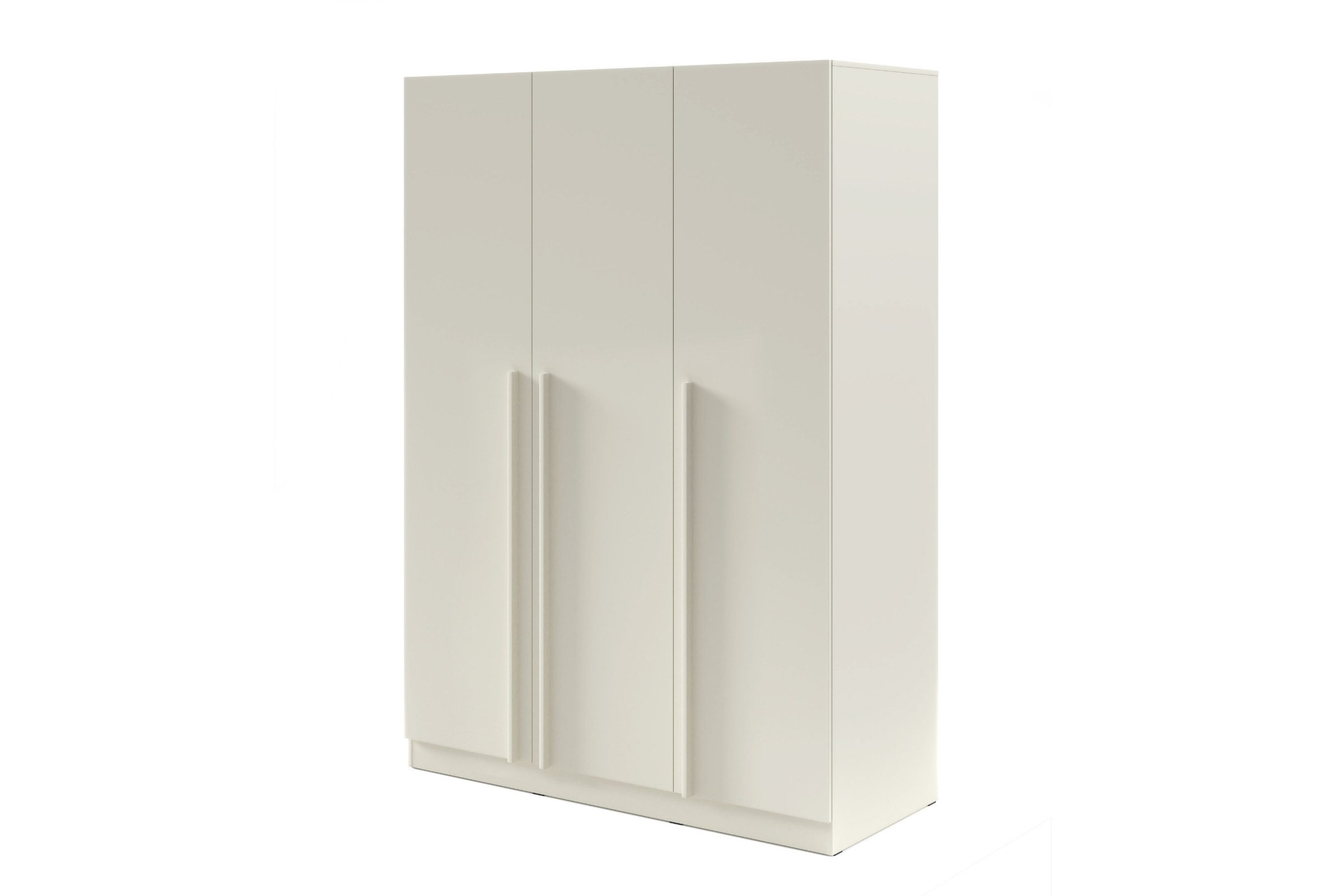 Deine Möbel 24 Kleiderschrank BRISSO BR2 3-türiger Drehtürenschrank, 150 cm breit BRISSO-Kollektion (Set, 1-St., in Platingrau matt, Kaschmir matt, Eiche Cremona) optional mit Schubladen & Aufsatz