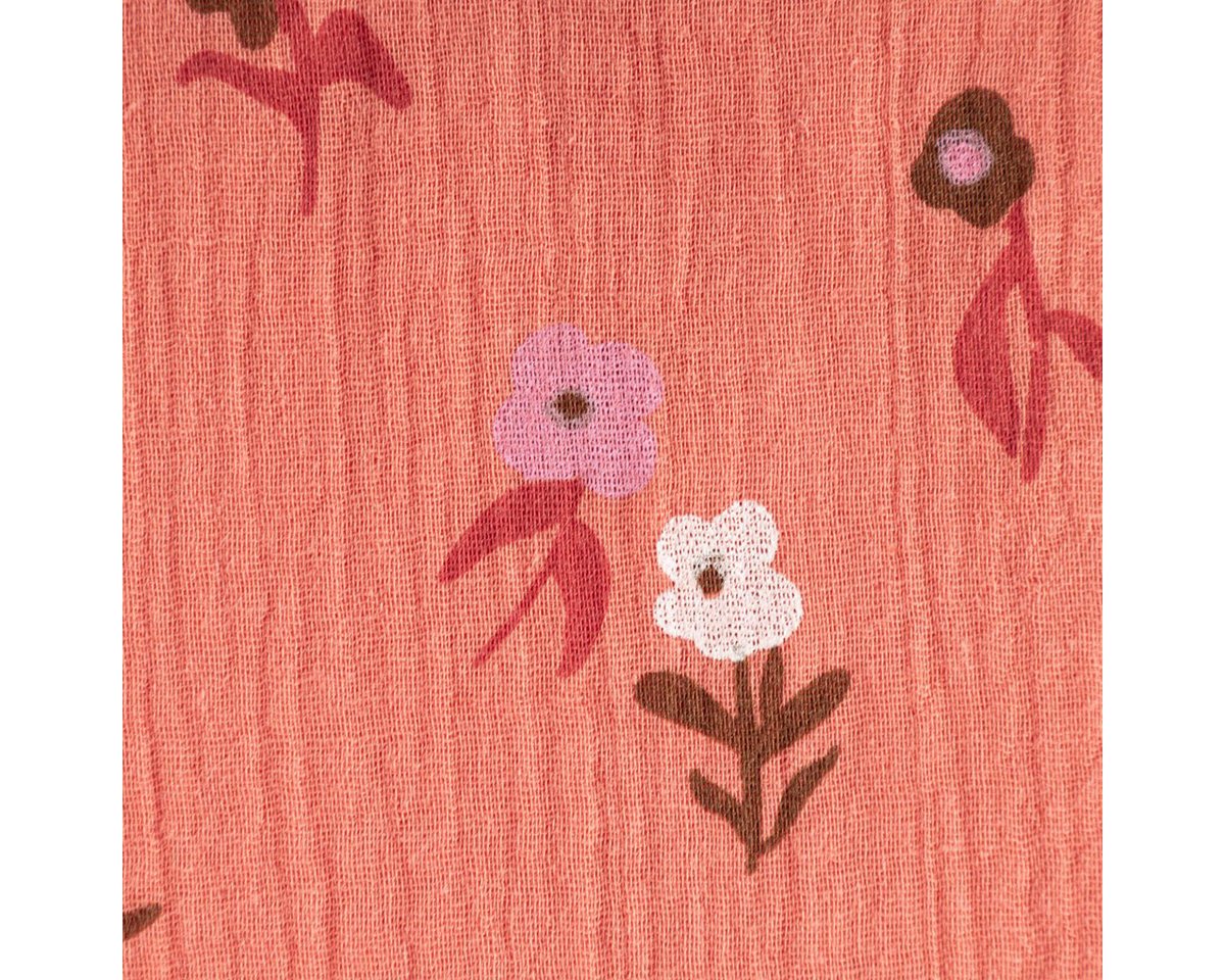 Thumbnail - SCHÖNER LEBEN. Stoff Musselin Stoff Double Gauze Blumen koralle rot weiß 1,30m Breite, atmungsaktiv