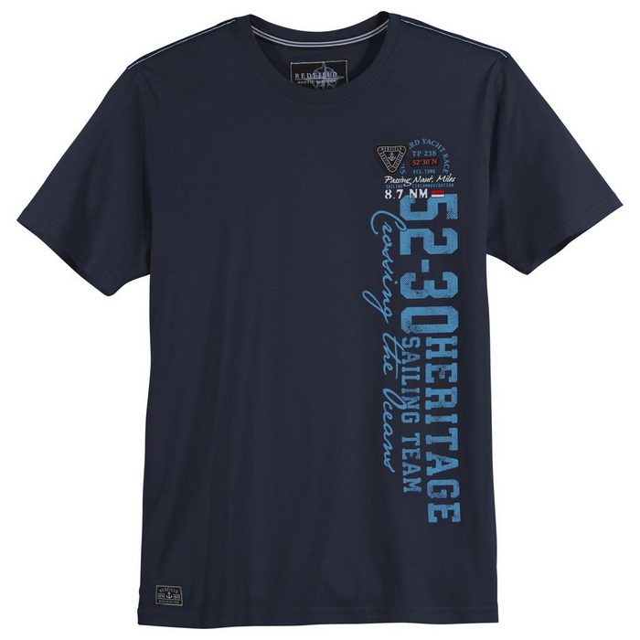 redfield Print-Shirt Große Größen Herren T-Shirt navy maritimer Vertikalprint Redfield