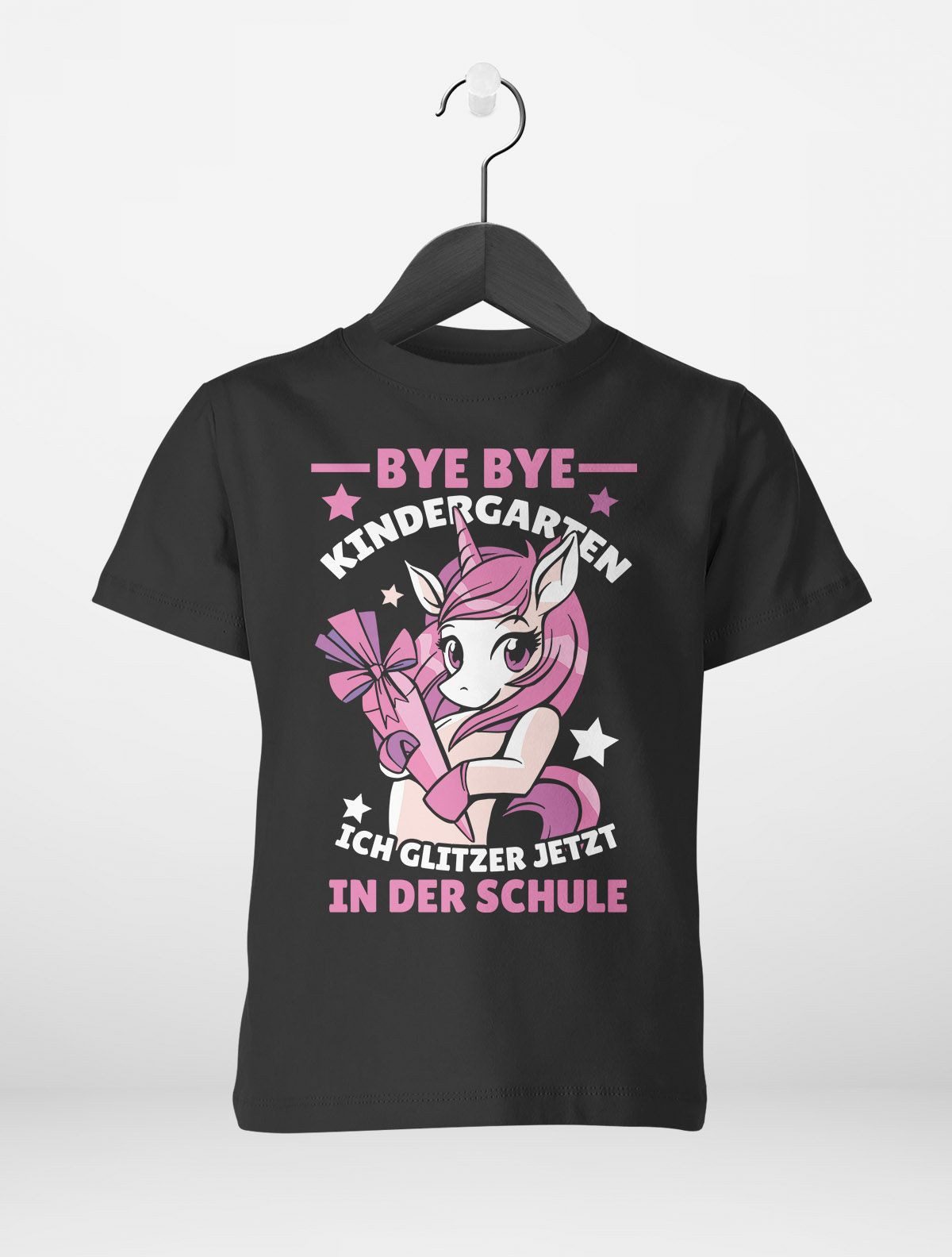 Print-Shirt Kinder T-Shirt Mädchen mit Einhorn Motiv und Spruch Bye Bye