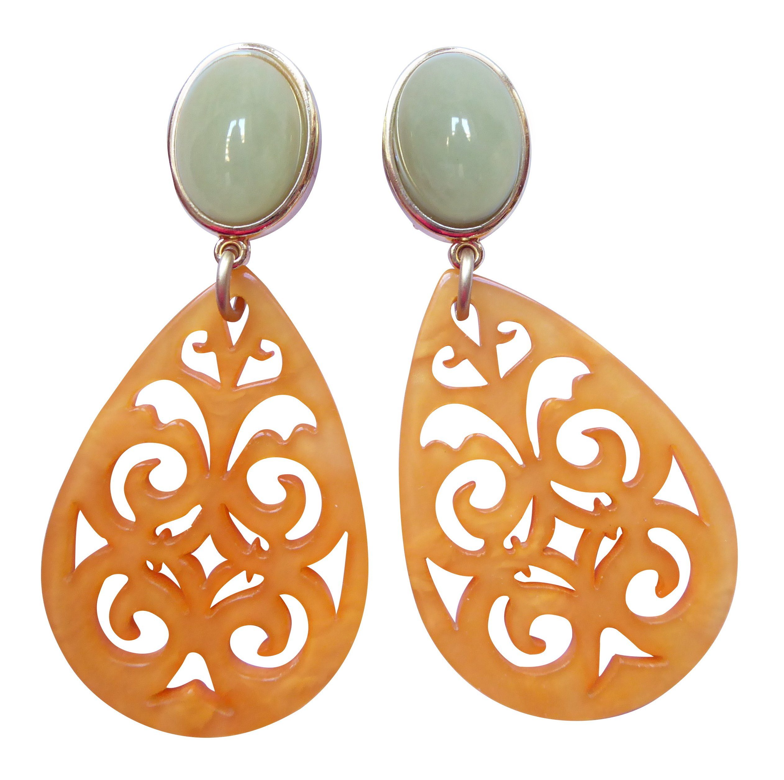 Mugello Paar Ohrstecker Xenia jade-orange auffällig Tracht Oktoberfest Statement, made in Germany Designer JustWin, Statementohrringe