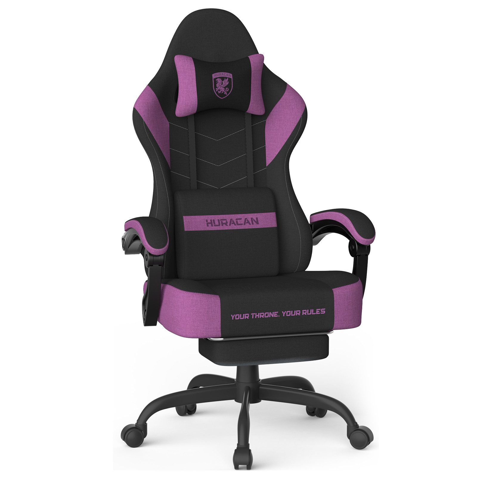 Huracan Gaming-Stuhl PC Stuhl,Gaming Sessel,mit Kopfstütze,Lumbarstütze,Fußstütze (Ergonomischer Gaming-Stuhl,90°–135° Neigung), 360° Drehbarer,ergonomisch Gamer Stuhl