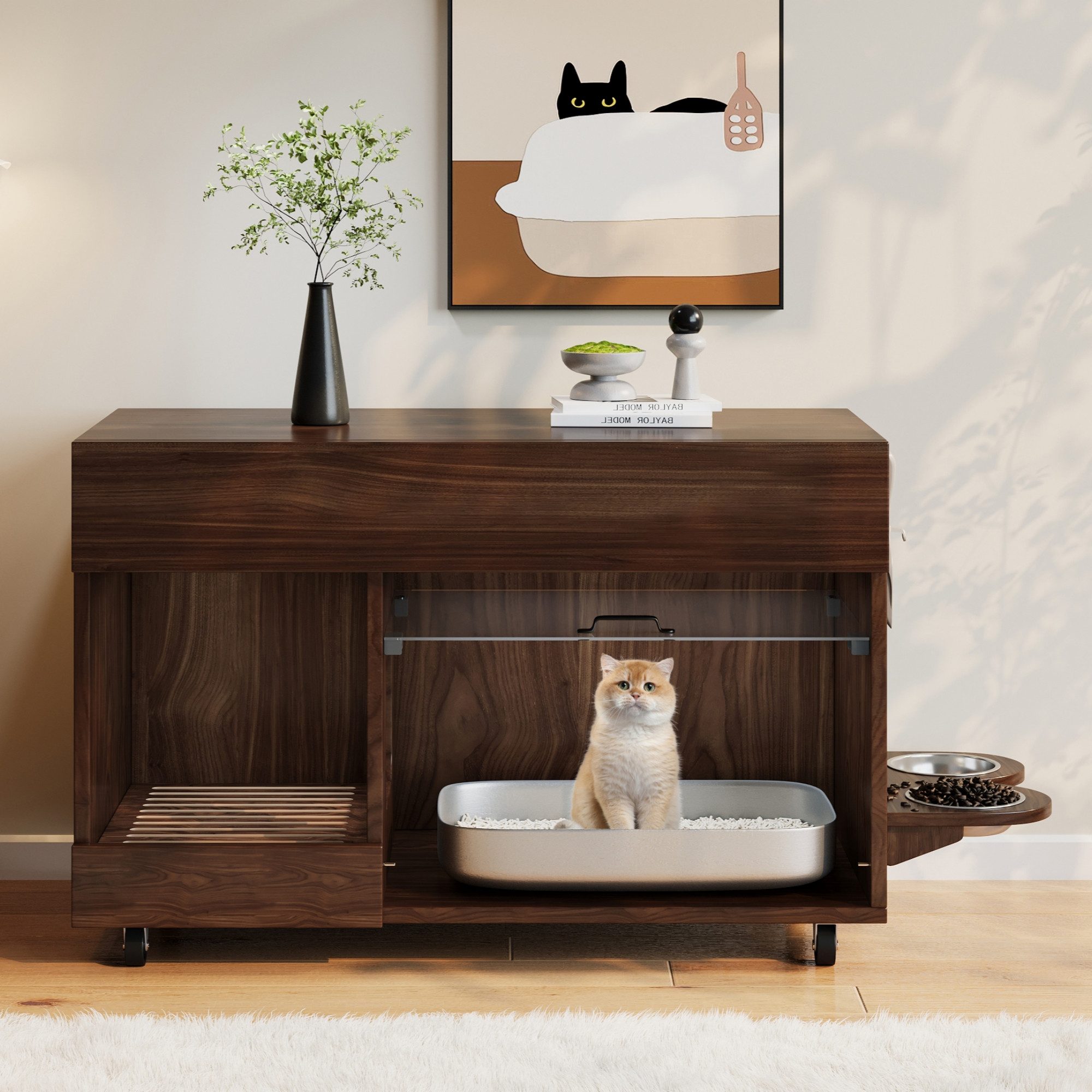 STILVORA Tierhaus mit Lagerbereich,Katzenkloschrank Katzenhaus mit günstig online kaufen