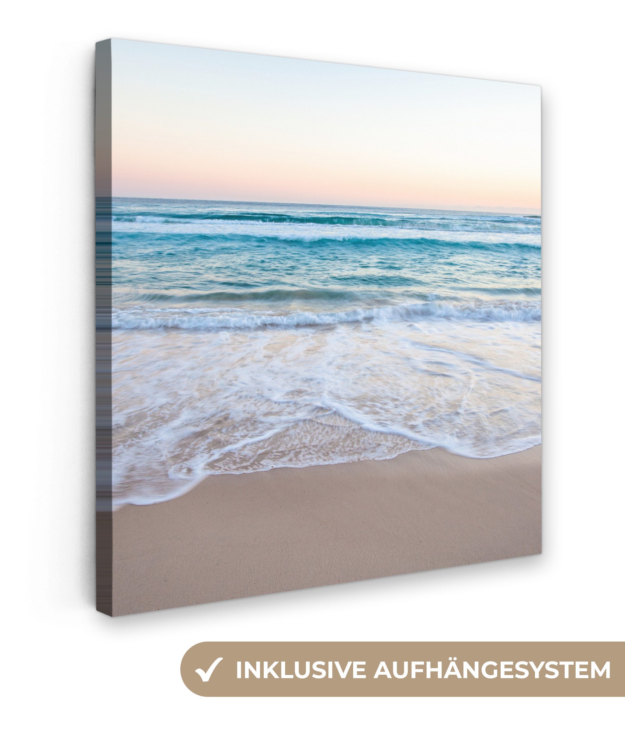 OneMillionCanvasses® Leinwandbild Strand - Meer - Pastell, Fotodruck (1 St), Wandbild, Deko Schlafzimmer Wohnzimmer Flur 20x20 cm