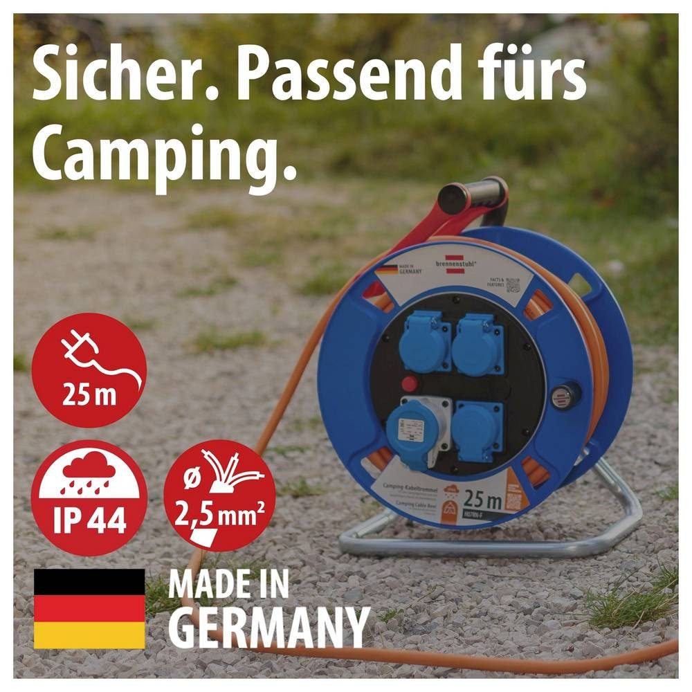 Brennenstuhl Garant CEE IP44 Camping-/Maritim Kabeltrommel 25m H07RN-F 1182690200 Kabeltrommel – Bild 2 von 5