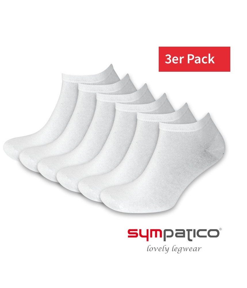Sympatico Socken Tagessocke Sneaker Basic Line (Baumwolle) weiss - 3 Paar