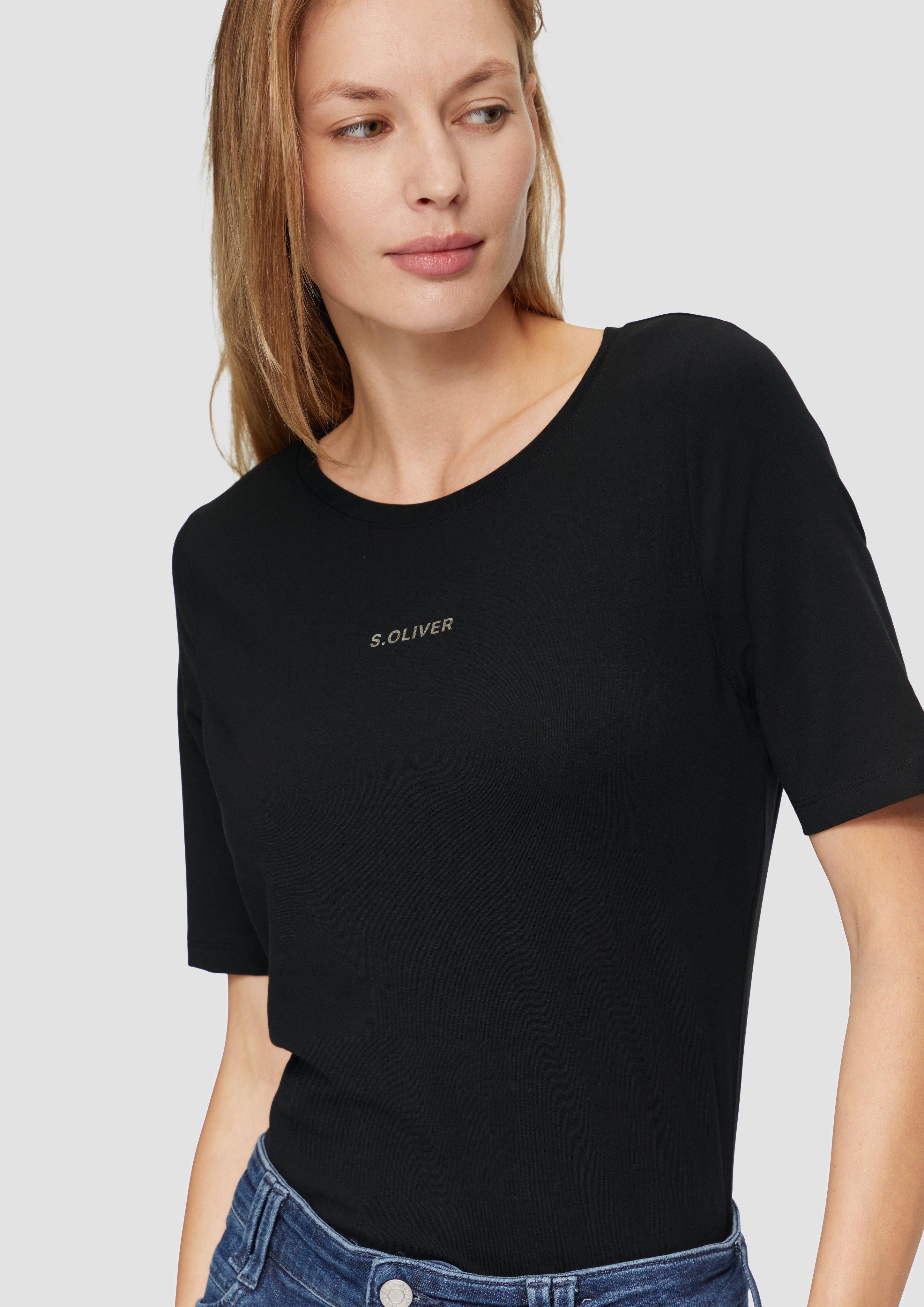 s.Oliver Kurzarmshirt Elastisches T-Shirt mit Logo-Print günstig online kaufen