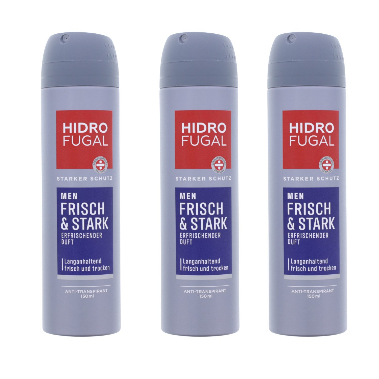 Bodyspray 3 x Hidrofugal Men Frisch & Stark Deo Spray je 150ml Anti Transpirant