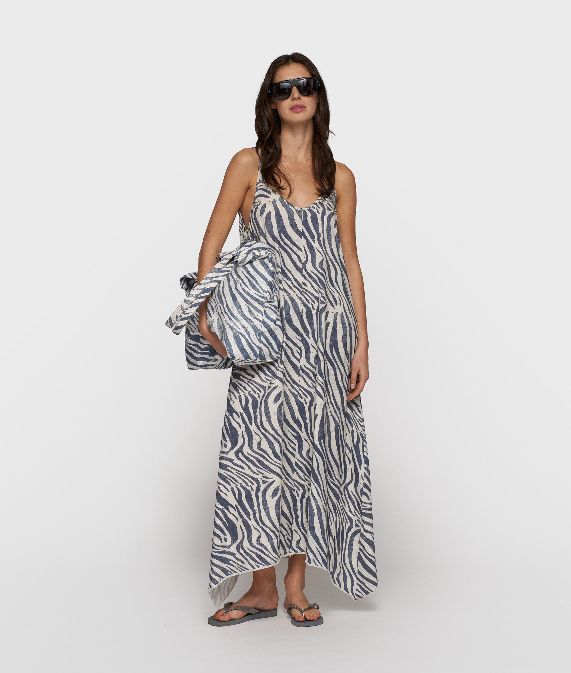 10DAYS Midikleid strappy dress zebra 1332 light vanilla