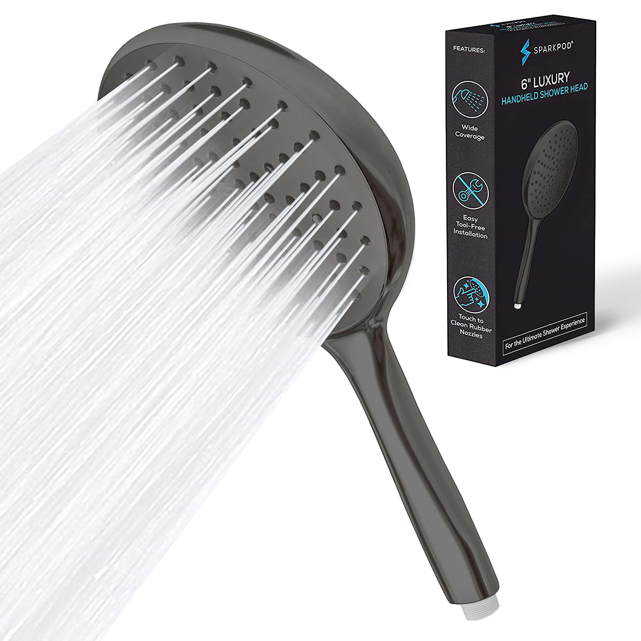 sparkpod Handbrause XXL Regendusche Hochdruck Handbrause 6 Strahlarten Bron günstig online kaufen