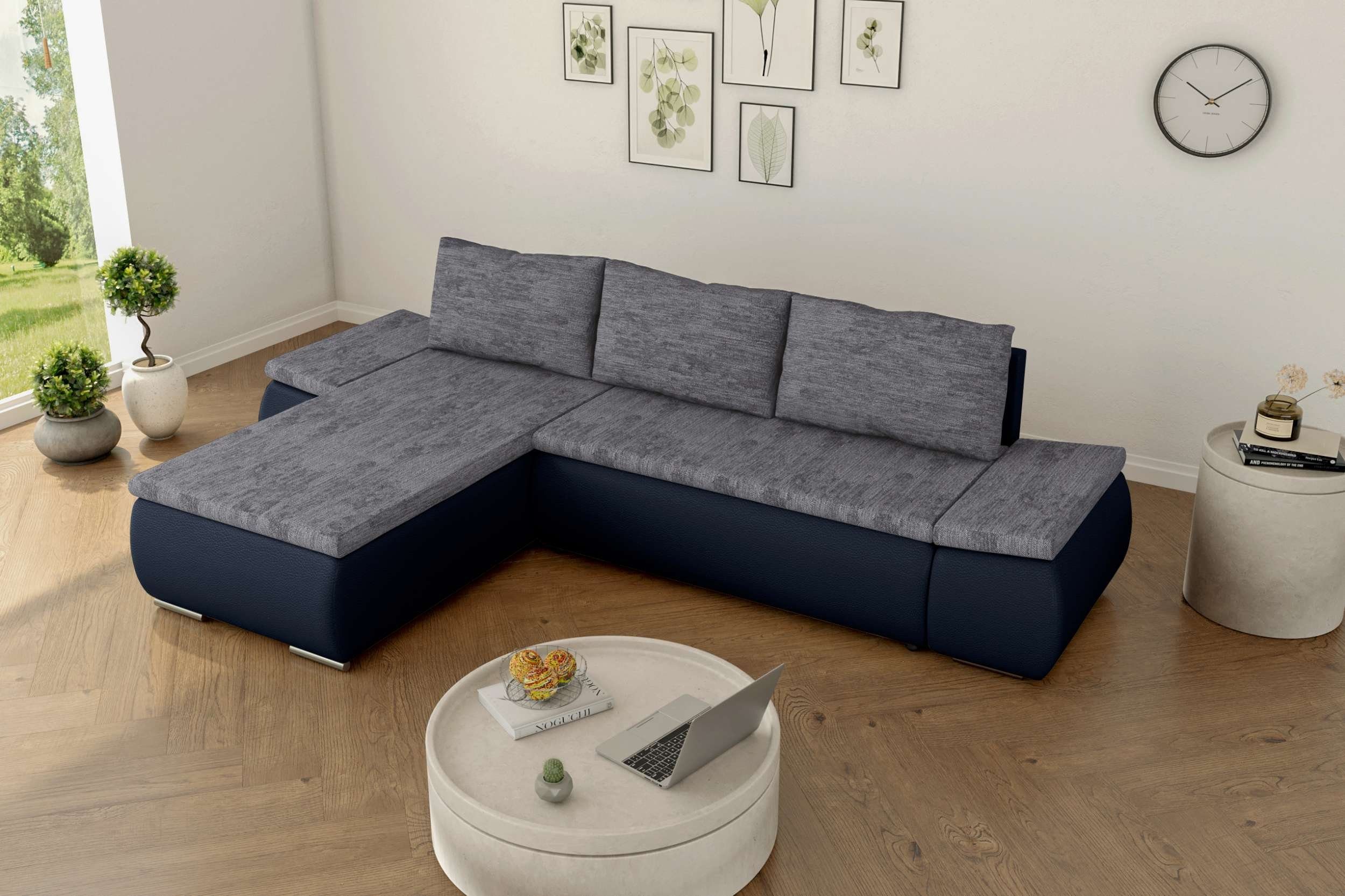 im Ecksofa mane Stylefy Raum bestellbar, mit Bettfunktion, Modern L-Form, links Design Olin, Wellenfederung, rechts Eckcouch, mit frei oder stellbar,