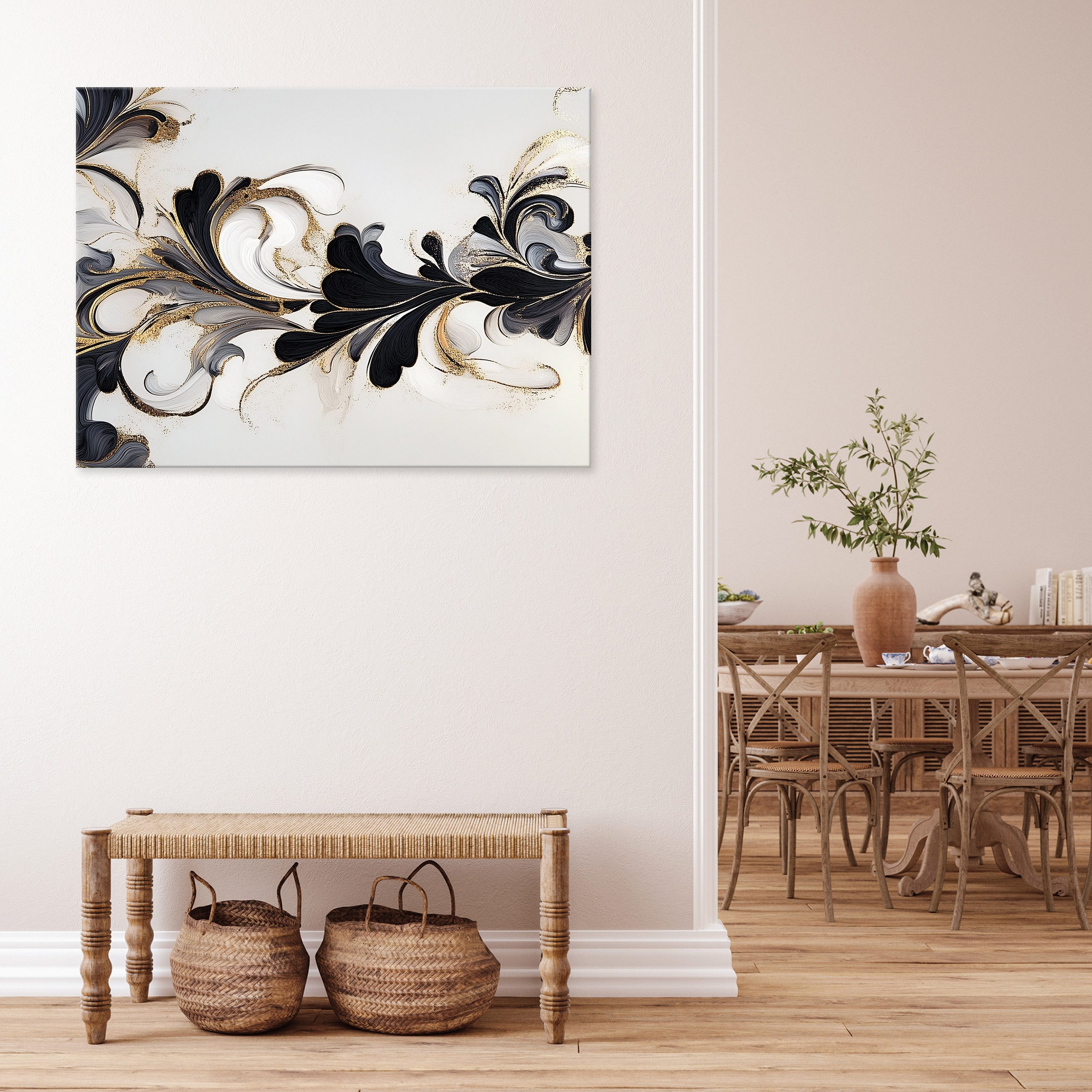 Wallarena Leinwandbild Abstrakt Schwarz Gold Beige Wandbilder XXL Wand Deko günstig online kaufen