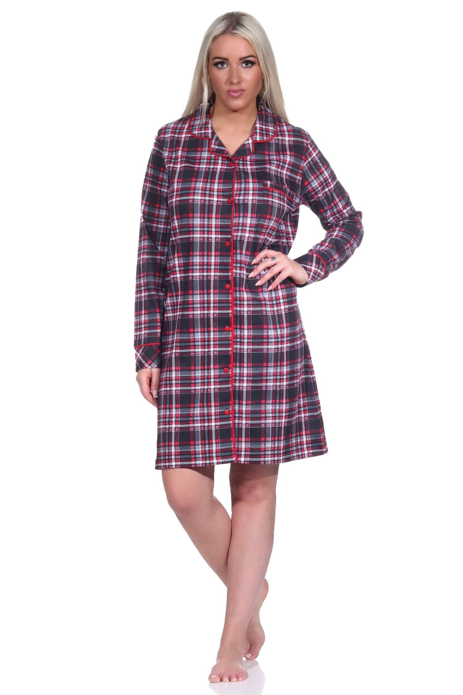 Normann Nachthemd »Damen Nachthemd langarm zum durchknöpfen in eleganter  Karo-Optik - auch in Übergrössen« online kaufen | OTTO