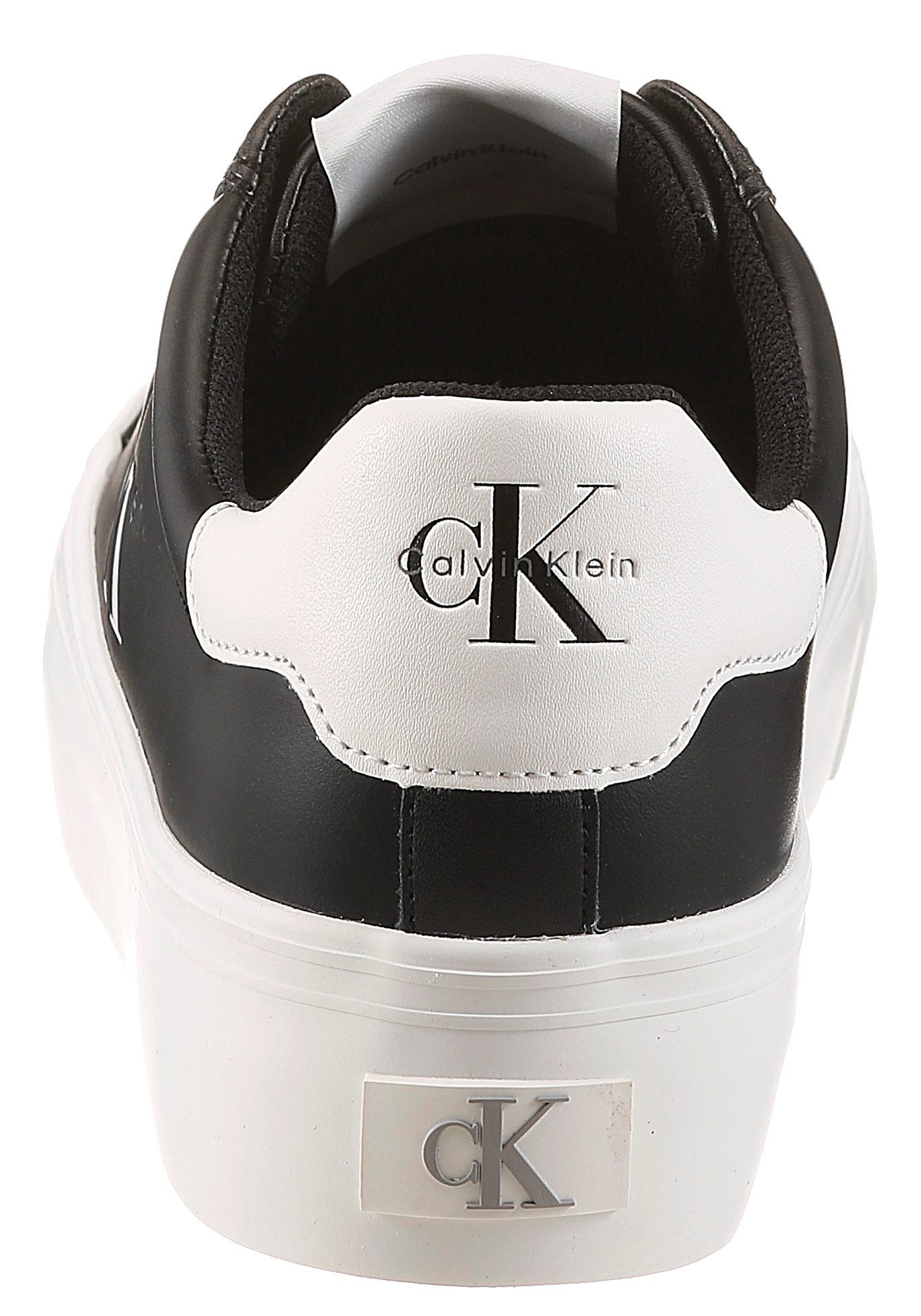 Calvin Klein VULC FLATFORM LACEUP LOW LTH Plateausneaker Schnürschuh, Halbschuh, Freizeitschuh mit seitlichem Logoschriftzug