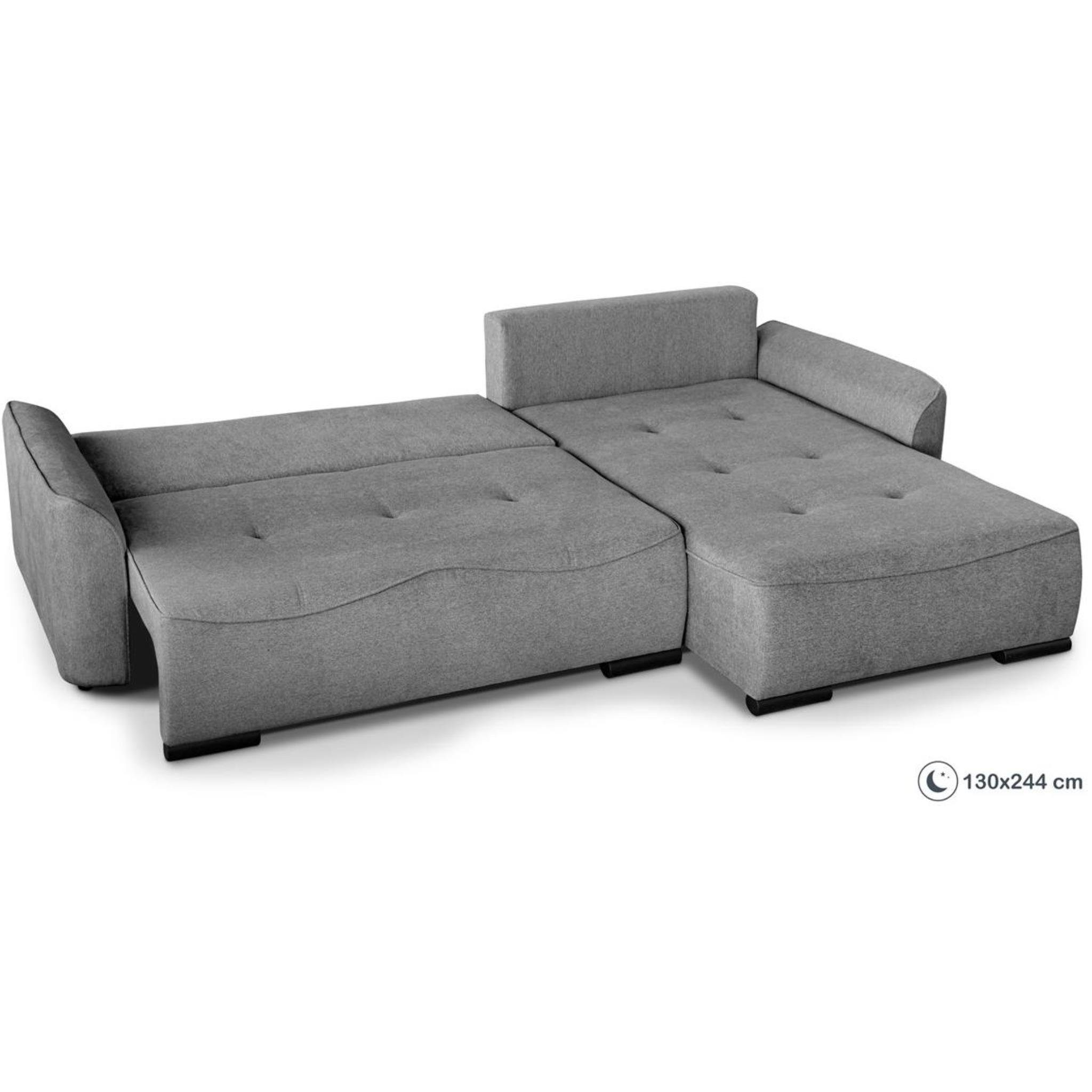 Beautysofa Ecksofa L, Schlafecke Schlaffunktion mit und Satin mane, Bettkasten universelle mit