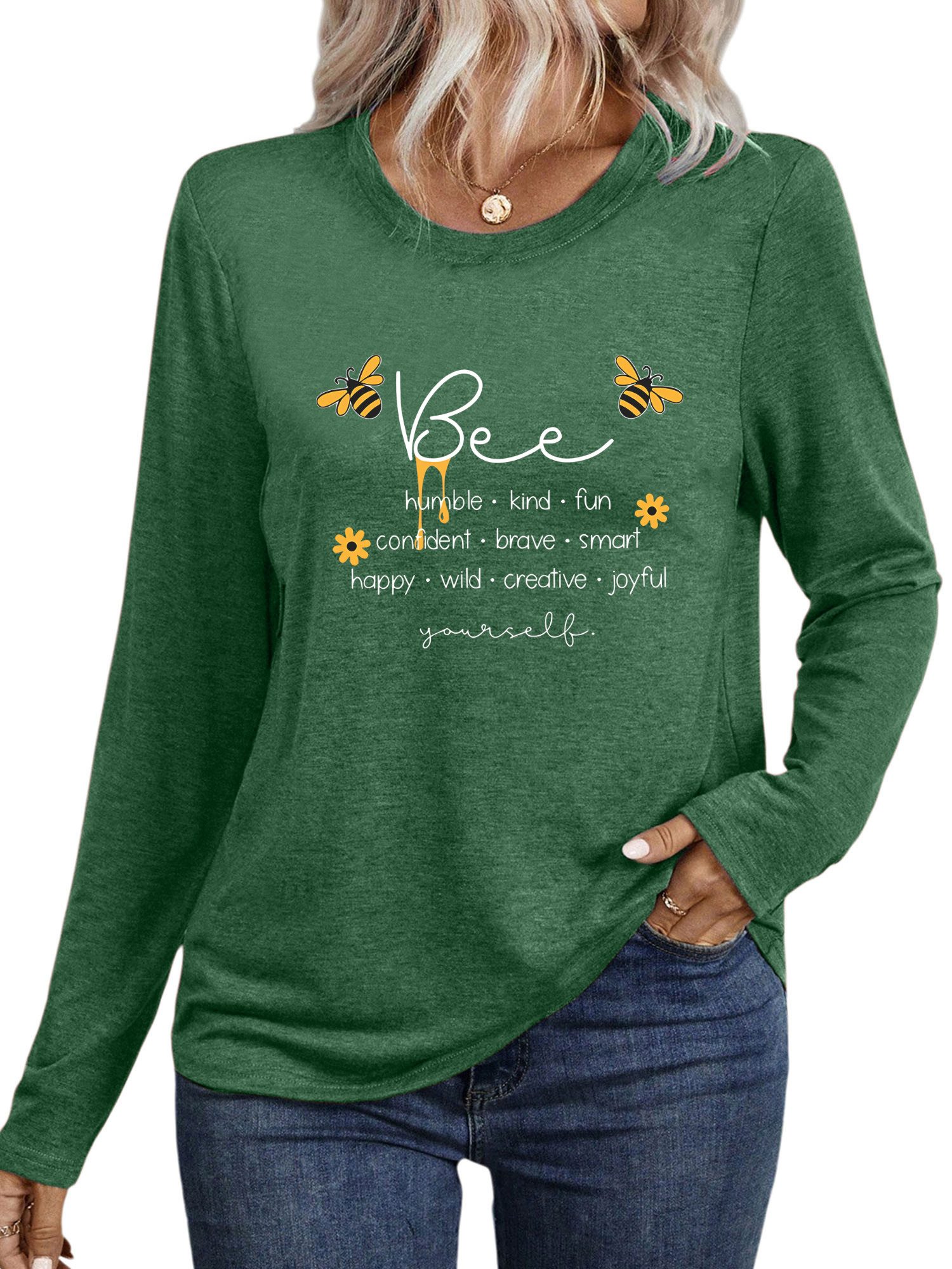 PYLIKE Rundhalsshirt Damen Rundhalsausschnitt Longsleeve mit günstig online kaufen
