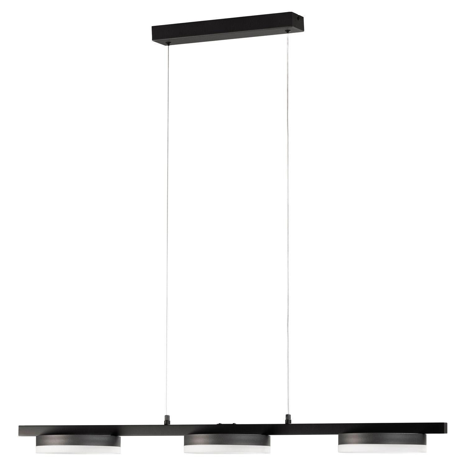 FISCHER & HONSEL LED Pendelleuchte CIRCLY, 3-flammig, Sandschwarz, Weiß, Metall, Anpassung der Farbtemperatur, Dimmfunktion, LED fest integriert, Extra-Warmweiß, Kaltweiß, Лампыschirme aus Acryl, Höhenverstellbar, B 105 x H 150 x T 20 cm