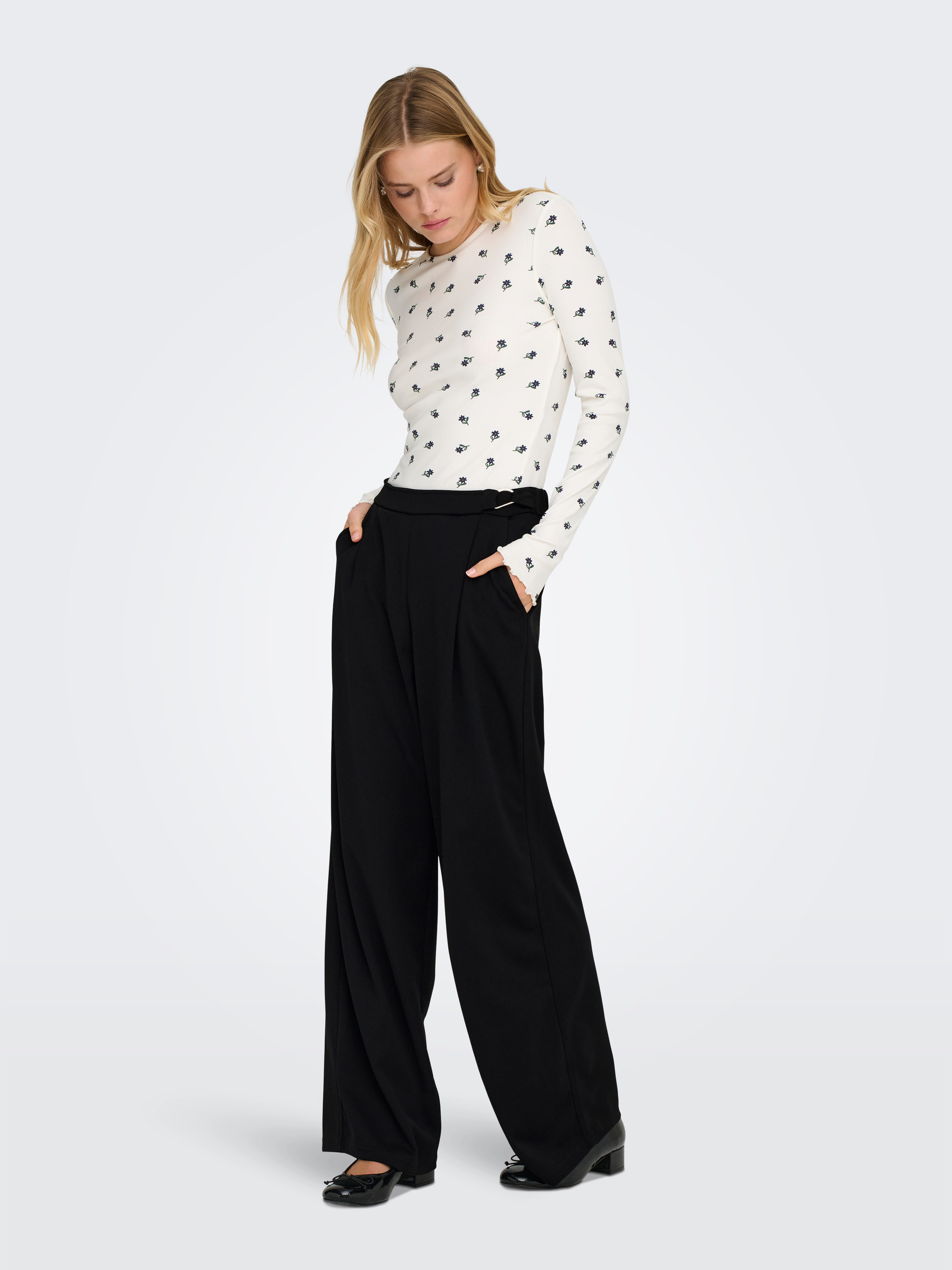 ONLY Anzughose ONLSANIA LIFE WIDE BUCKLE PANT JRS Materialmix – Bild 4 von 5