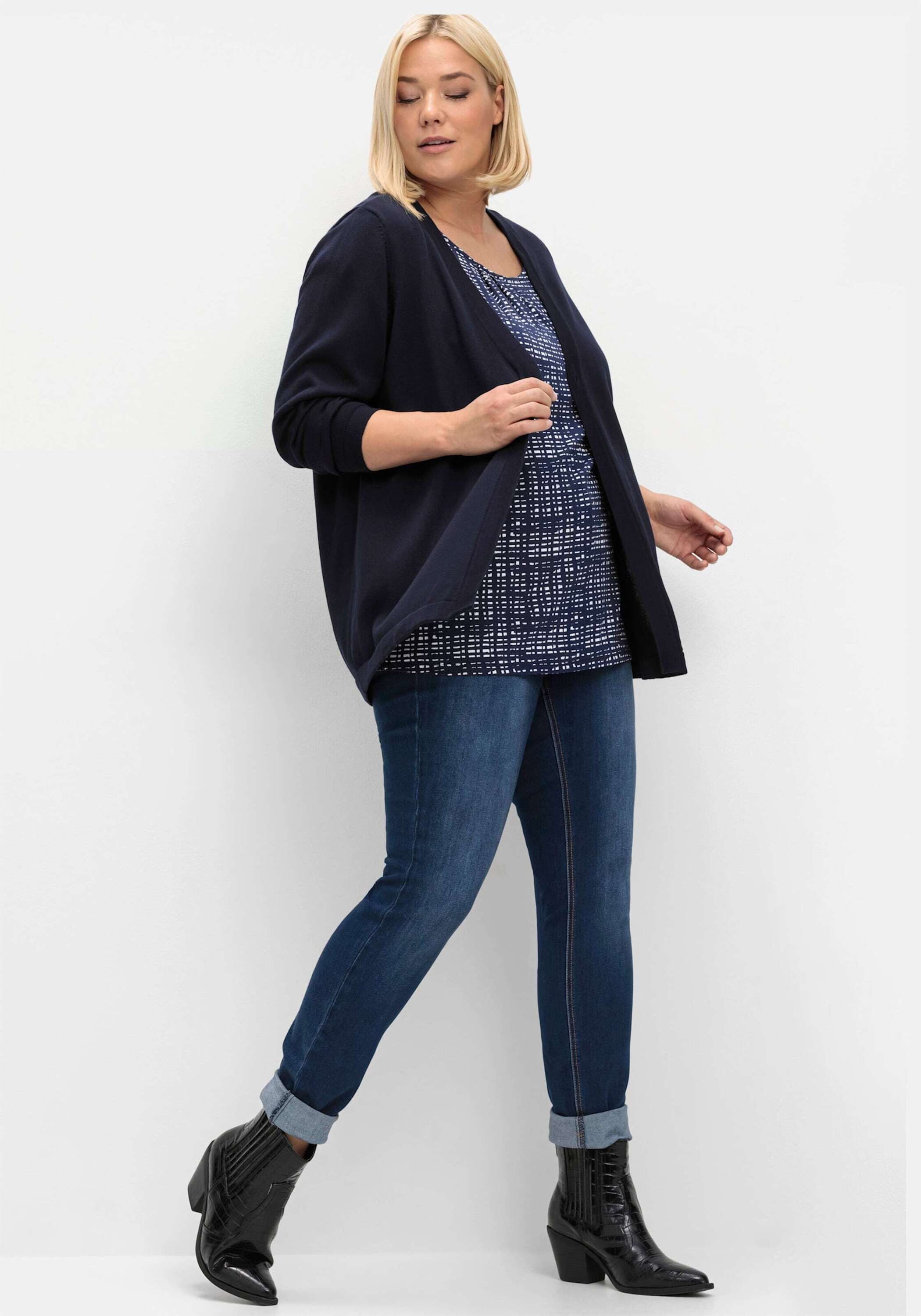 Sheego Strickjacke Strickjacke Langarm aus feinem Viskosemix