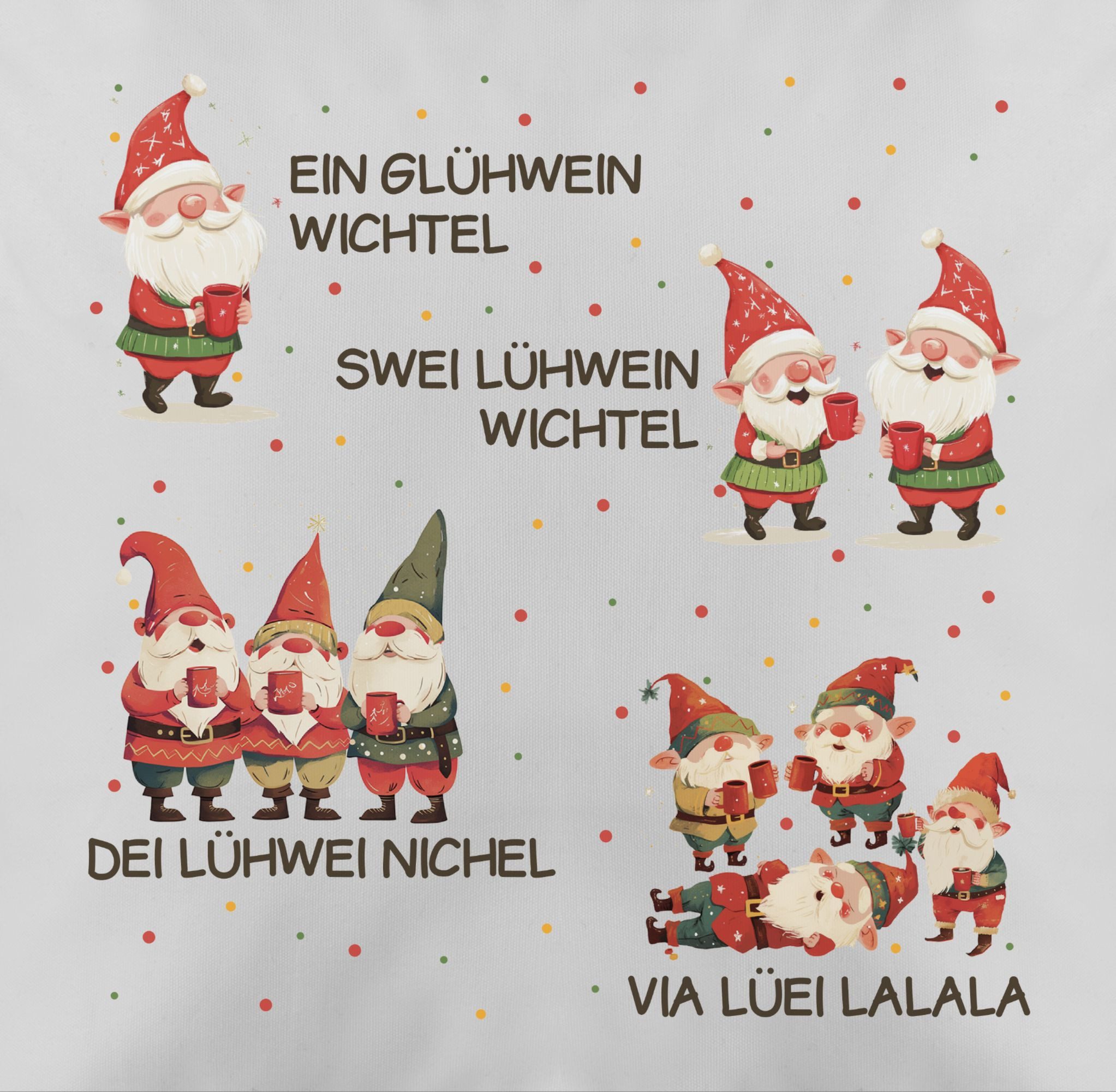 Shirtracer Dekokissen Ein Glühwein Swei Glühwein, Wichtel, Weihnachten, Weihnachtsmarkt, Weihnachtskissen Christmas