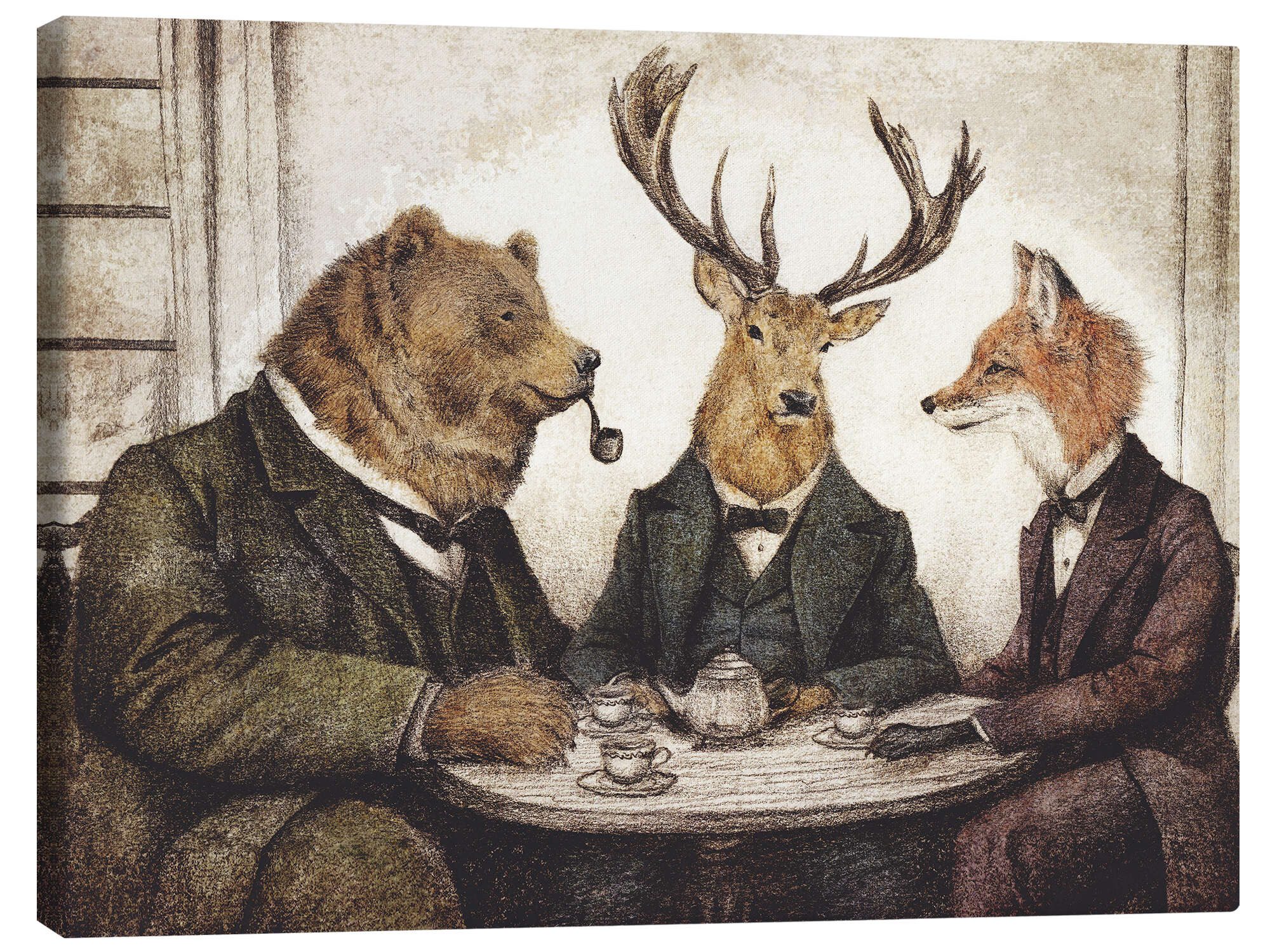 Posterlounge Wandbild Teatime der Wildtiere, Mike Koubou, erhältlich als Poster, Leinwandbild, Wandsticker oder Acrylglasbild