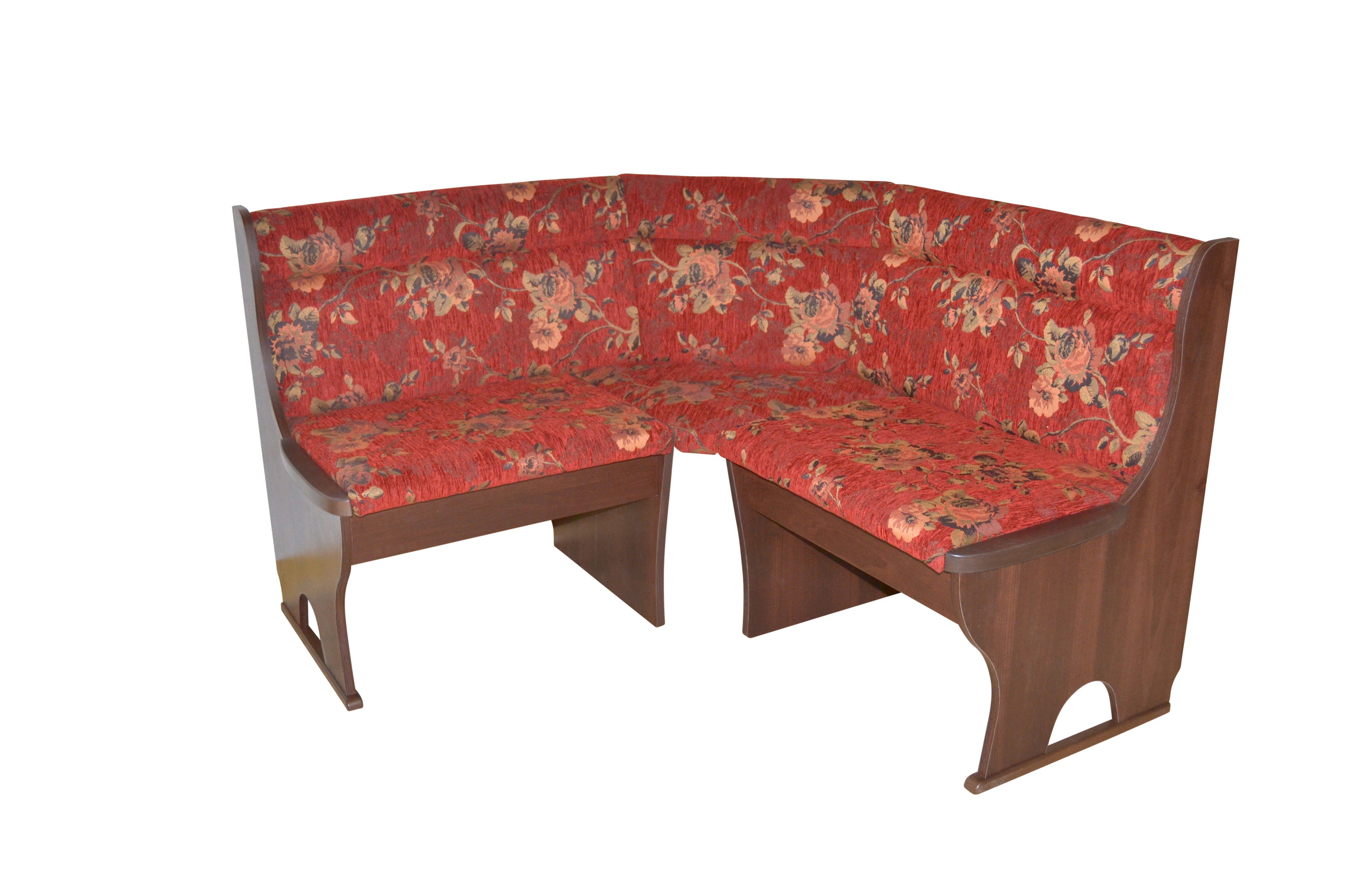 Stellfläche Stauraumfunktion moebel-direkt-online Sitzflächen, (Mit rot Eckbank unter | 125x125 den cm) Nussbaum-Nachbildung Anja
