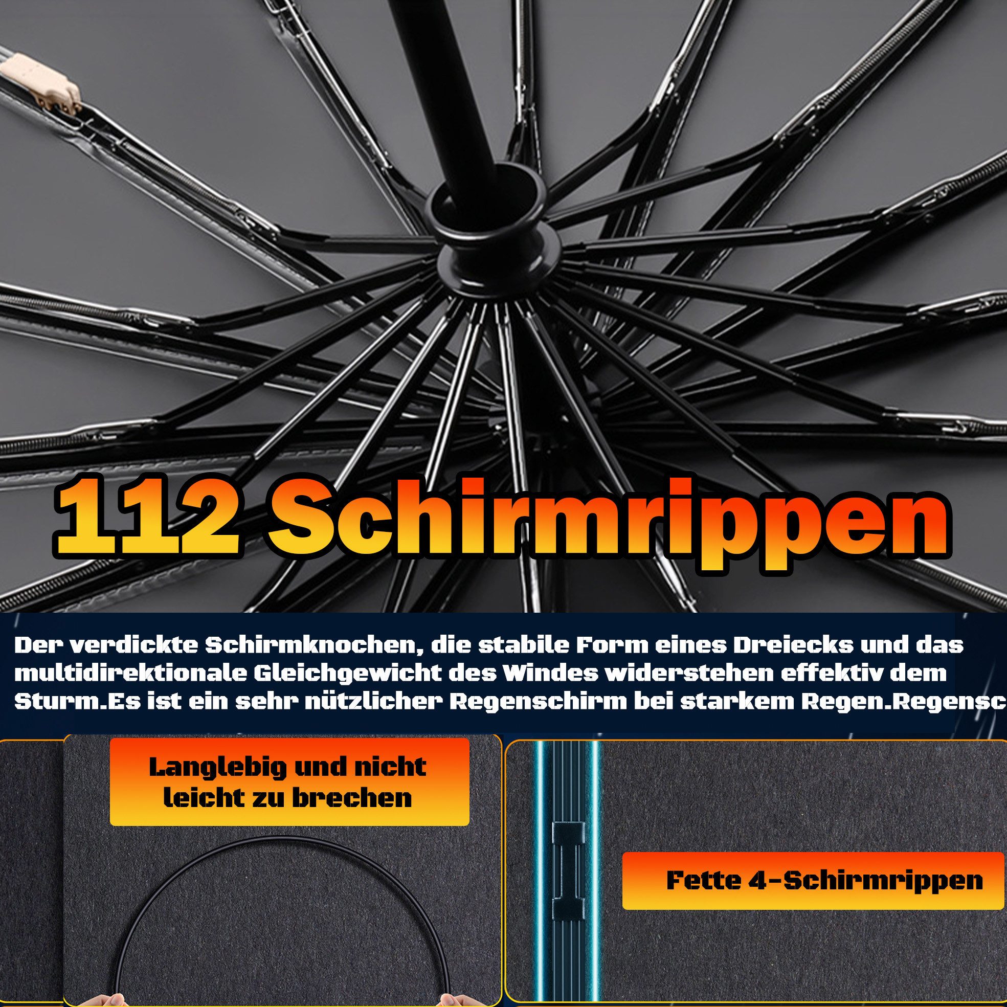 ibettertec Taschenregenschirm Regenschirm Sturmfest für Regen,104 günstig online kaufen