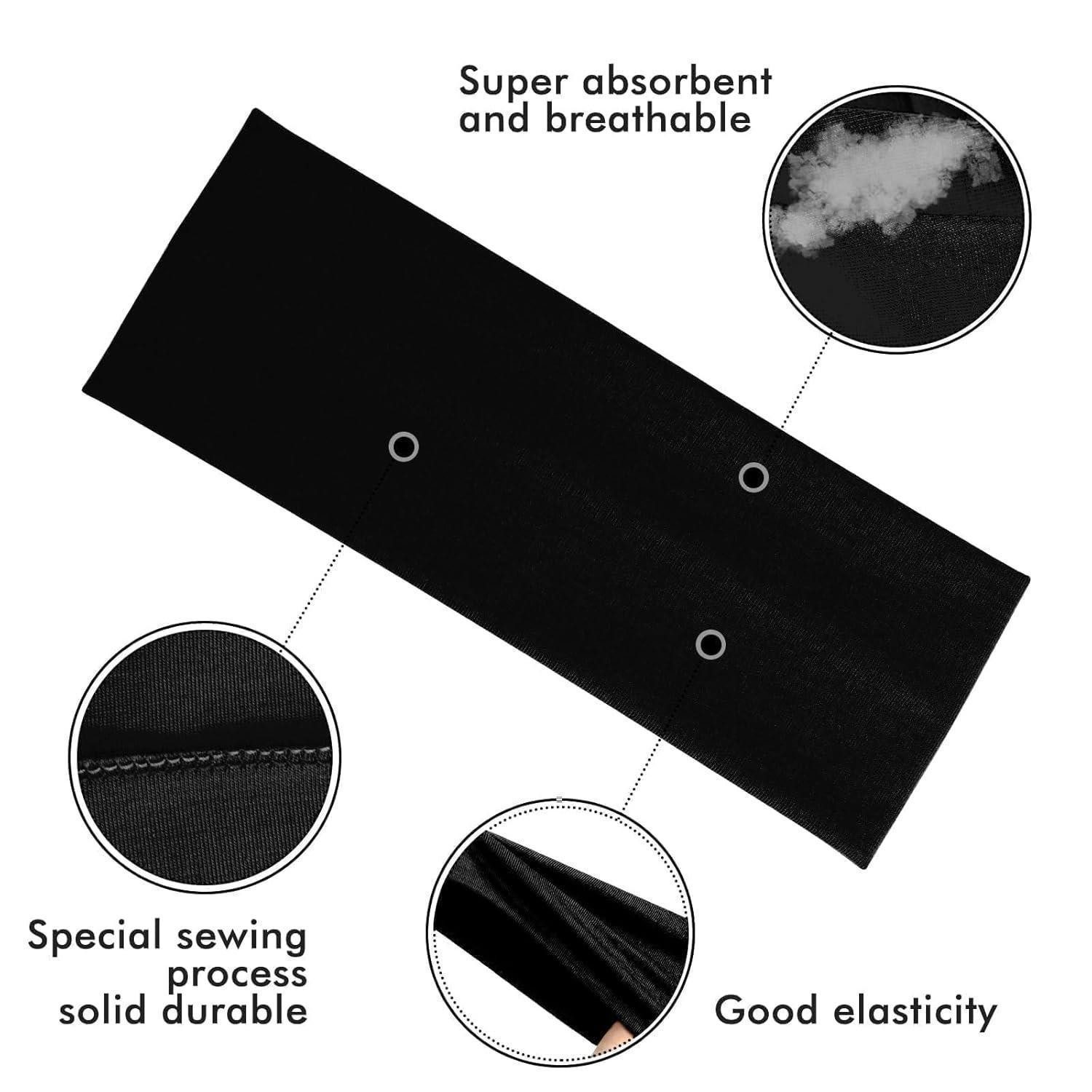 LuxusKollektion Haarband 3er Pack Schwarze Haarbänder für Damen - Breite Sport Stirnbänder