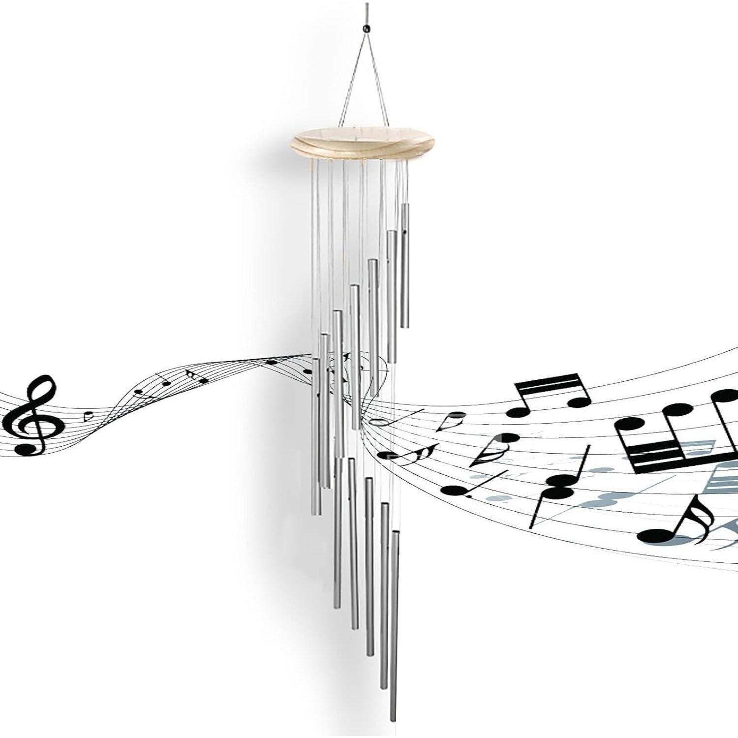 LuxusKollektion Windspiel Windspiel Garten Harmonisch 12 Aluminiumrohre Kiefernholz Dekoration