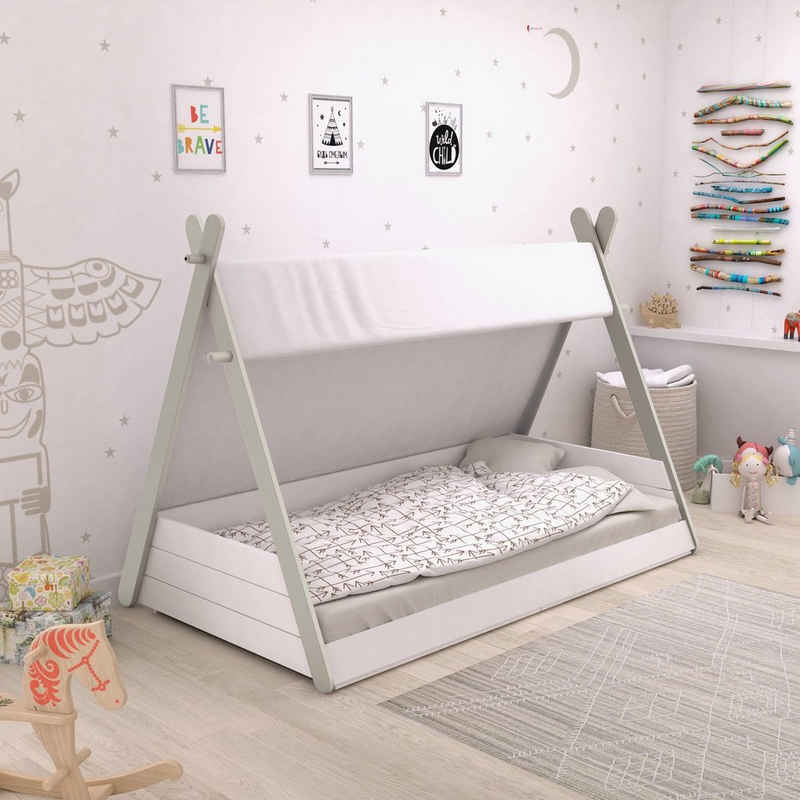 habeig Babybett Babybett TIPI Bett mit Lattenrost 70x140cm Kinderbett Spielbett, Bett in Form eines Wigwam.