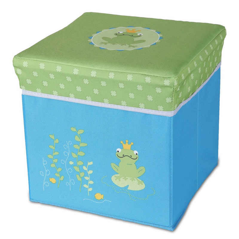 Home4Living Sitztruhe Sitzwürfel Kinder Sitzbox Spielzeugbox Froschmotiv Hocker, klappbar, Froschmotiv