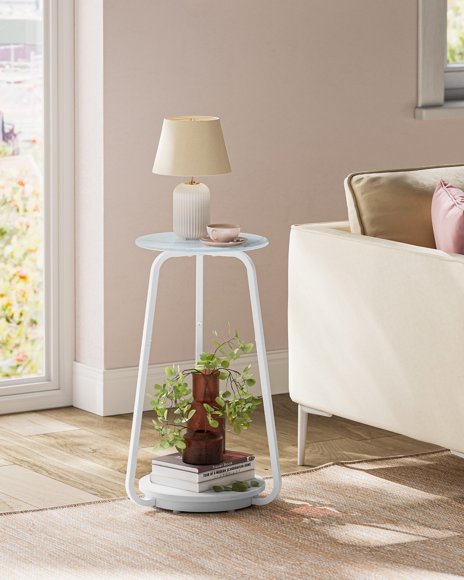 VASAGLE Beistelltisch, Beistelltisch, rund, Nachttisch mit 2 Ebenen, für Wo günstig online kaufen