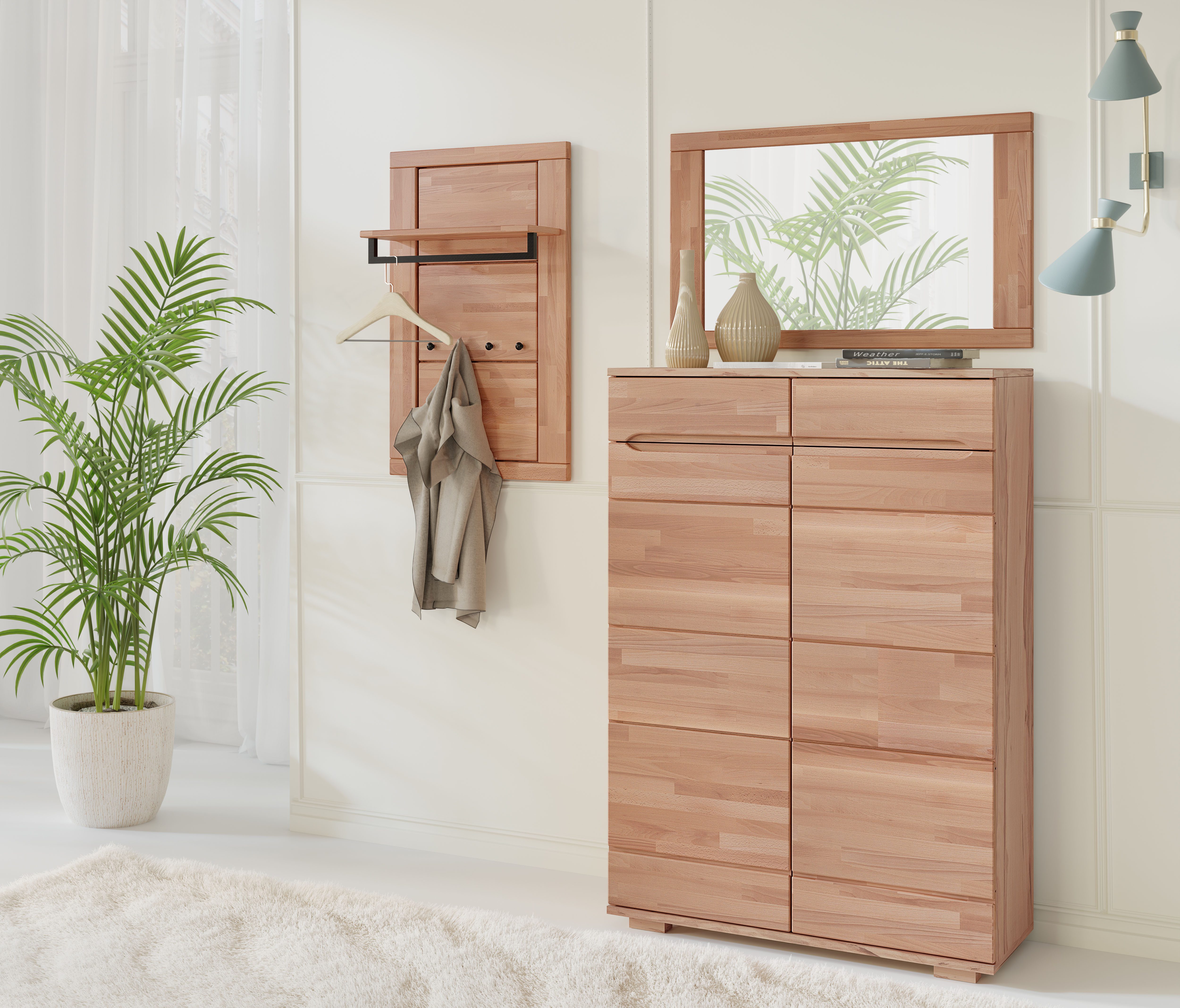 Home affaire Spiegel Hochkant oder quer montierbar, Rechteckiger Spiegel mit Holz Rahmen, VETRO Wandspiegel B/H:100/60cm,Massivholz,Holz,Flur,Diele,Garderobe